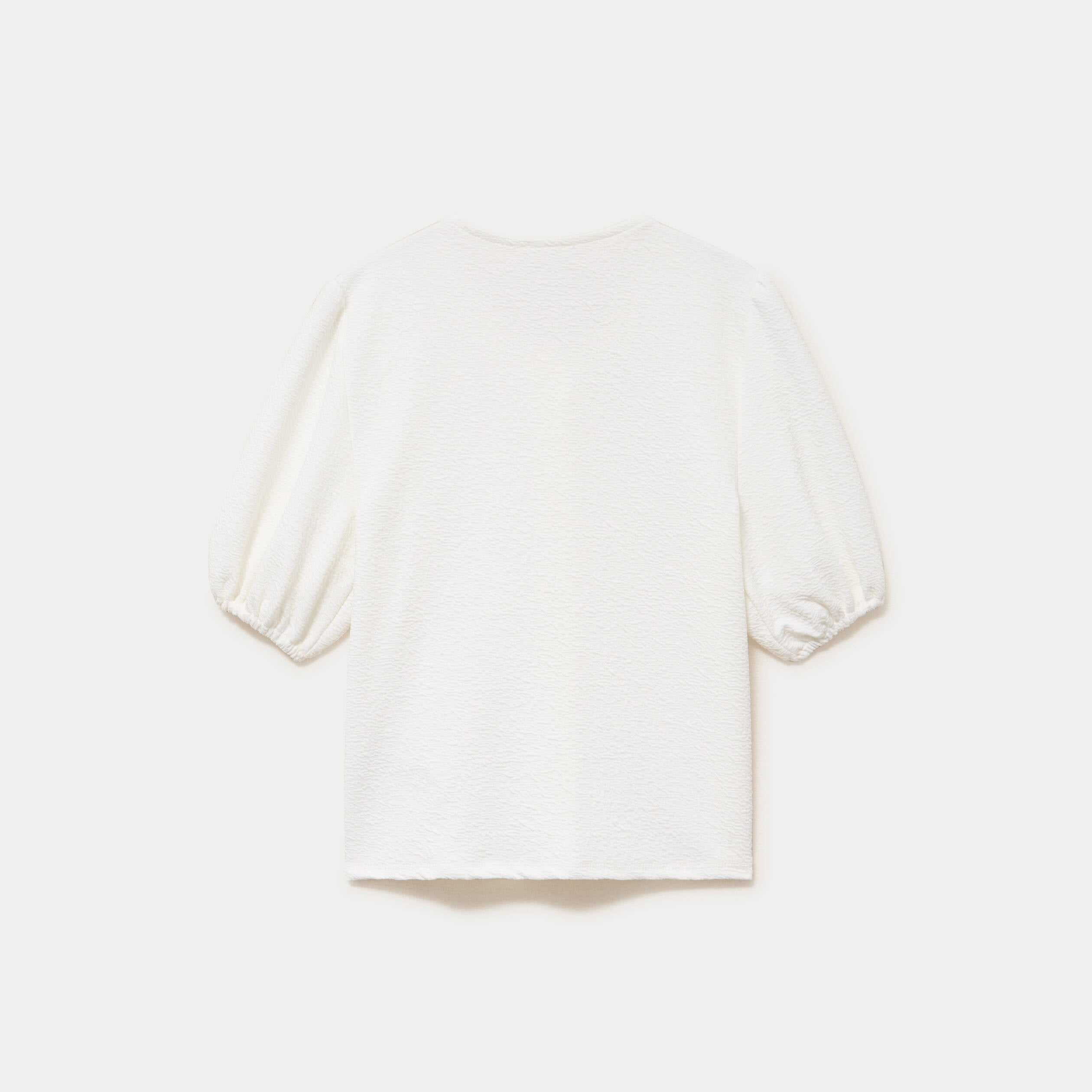 Blouse droite manches courtes ecru femme