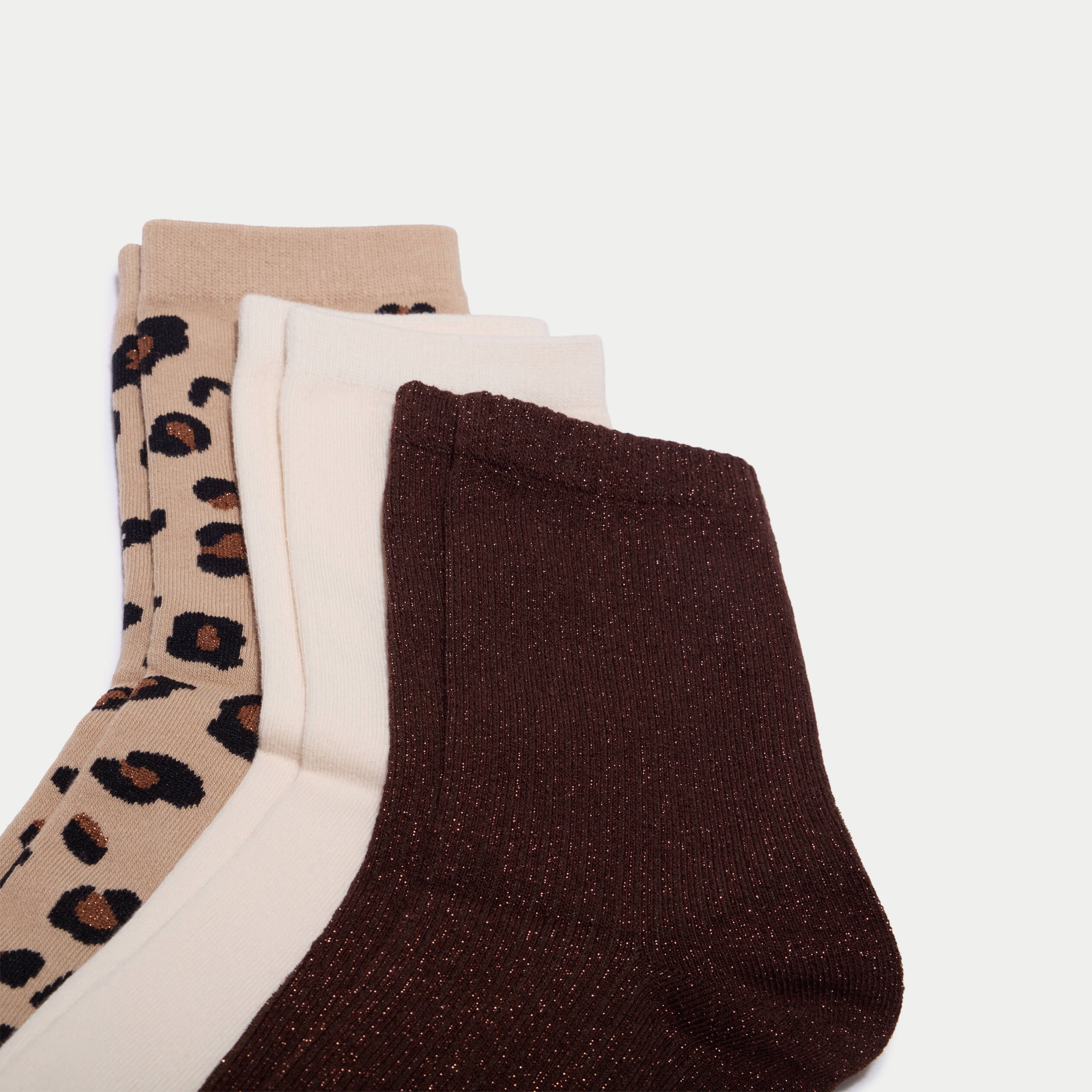 Lot de 3 paires de chaussettes marron fonc&eacute; femme
