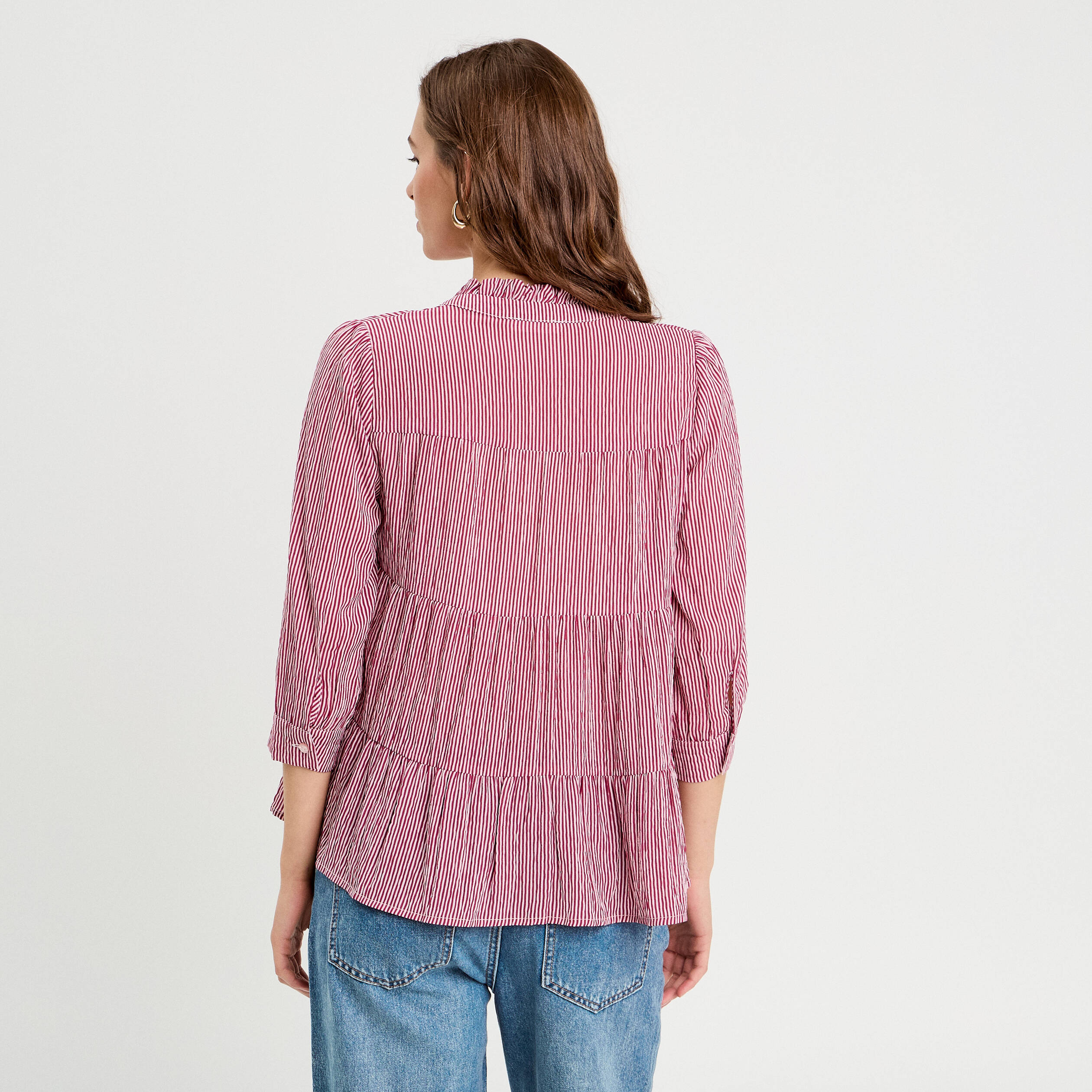 blouse manches 34 bordeaux femme Blouse manches 3/4 bordeaux femme
