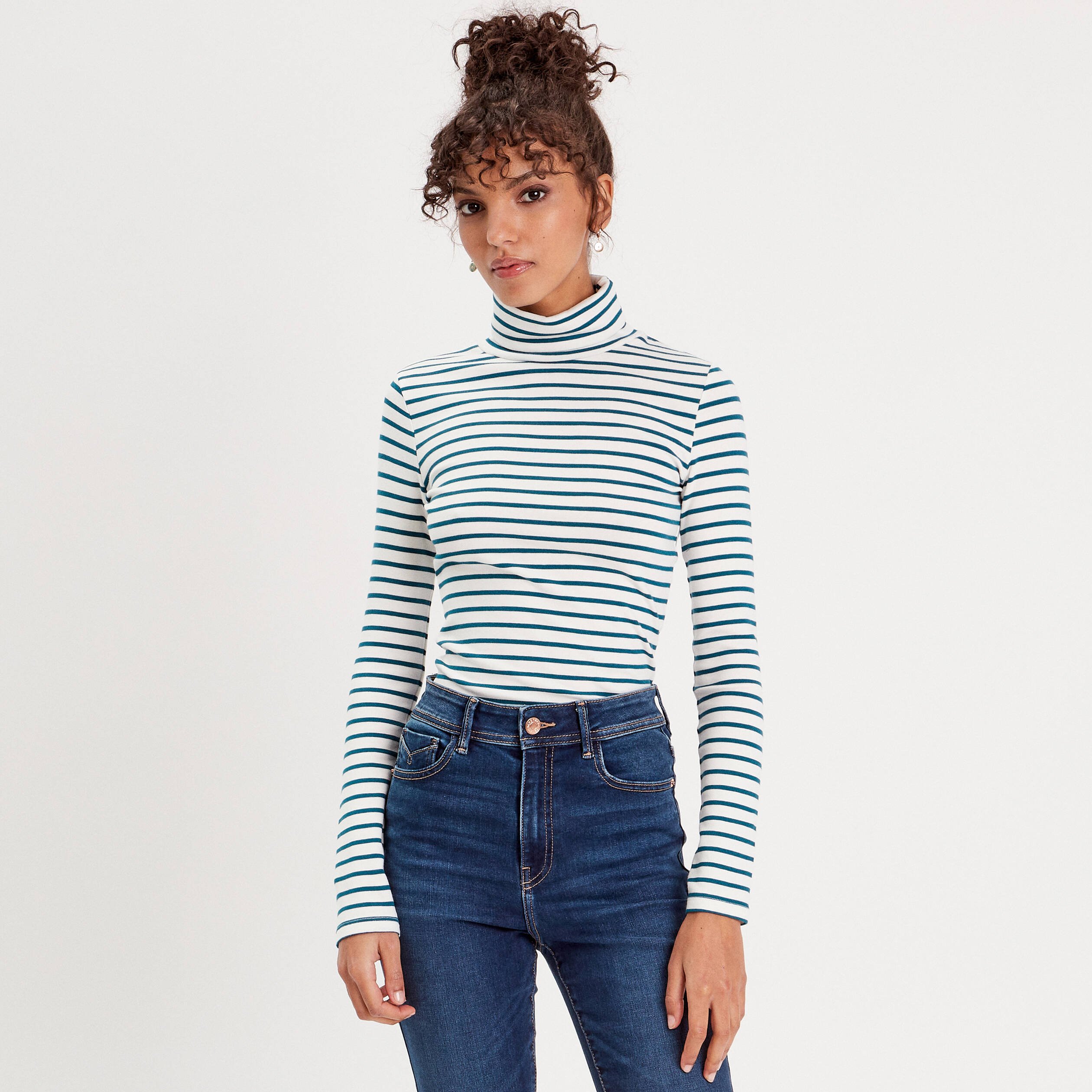 t shirt col roule blanc femme T-shirt col roulé blanc femme