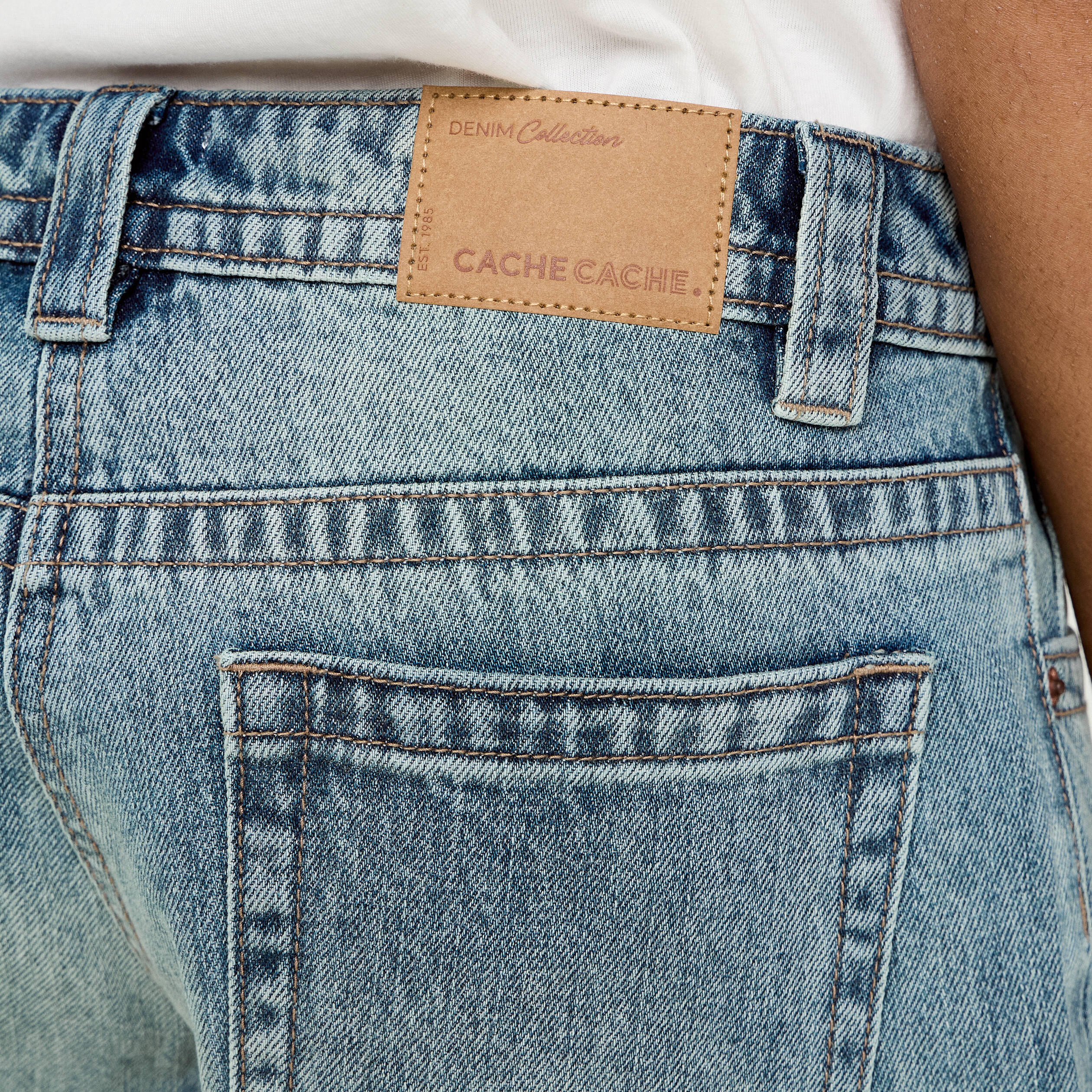 Jeans droit taille basse denim double stone femme