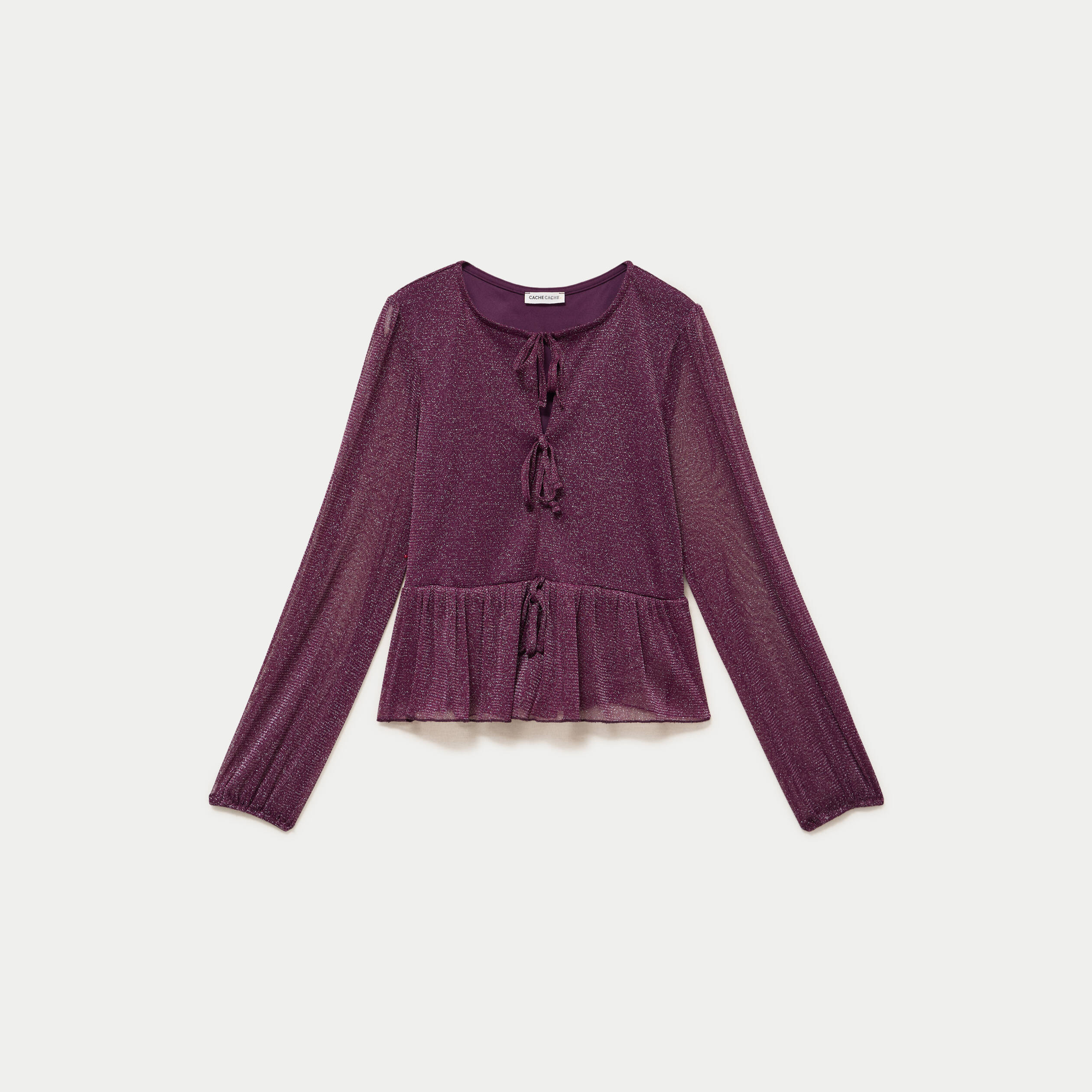 Blouse manches longues prune femme