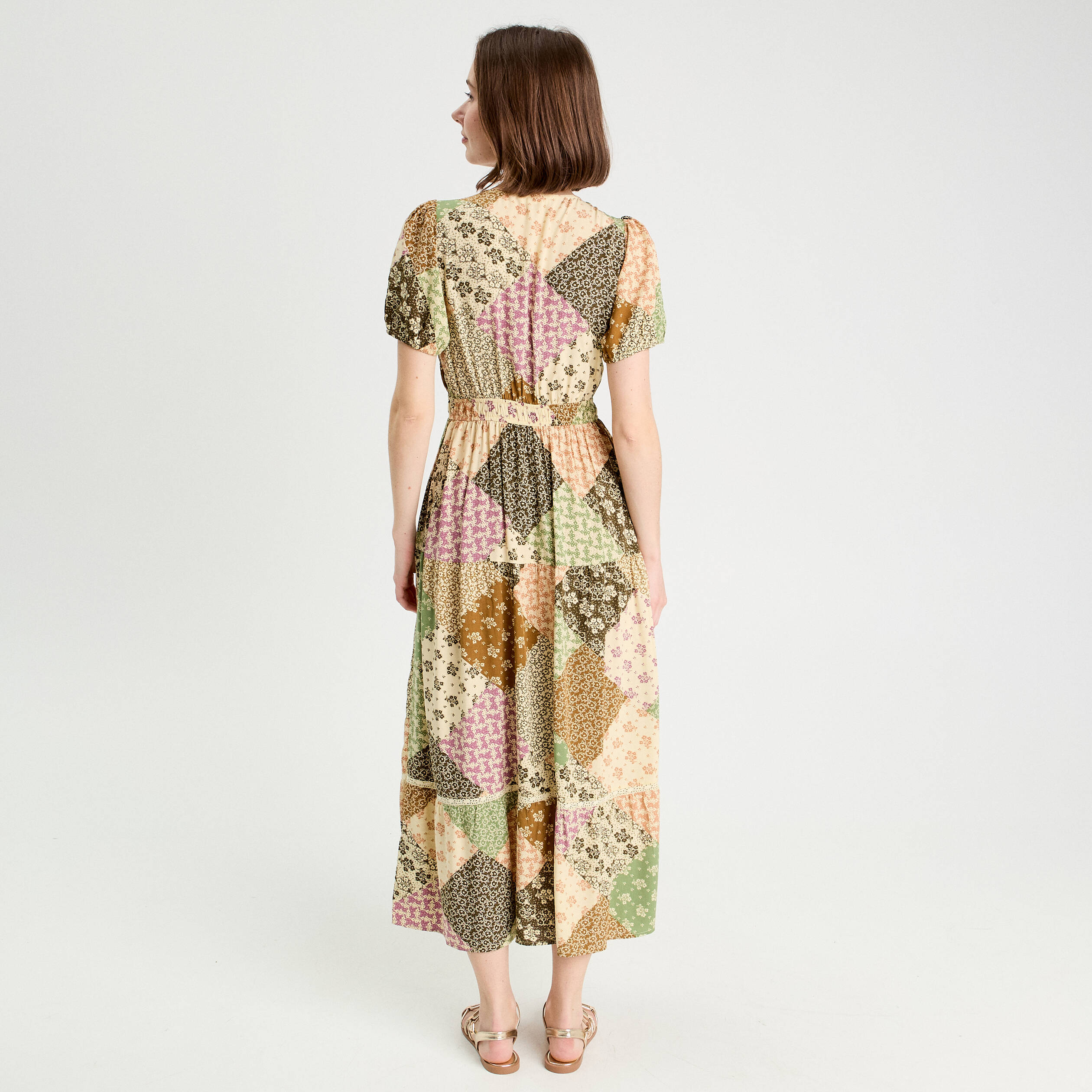 robe longue evasee beige femme Robe longue évasée beige femme