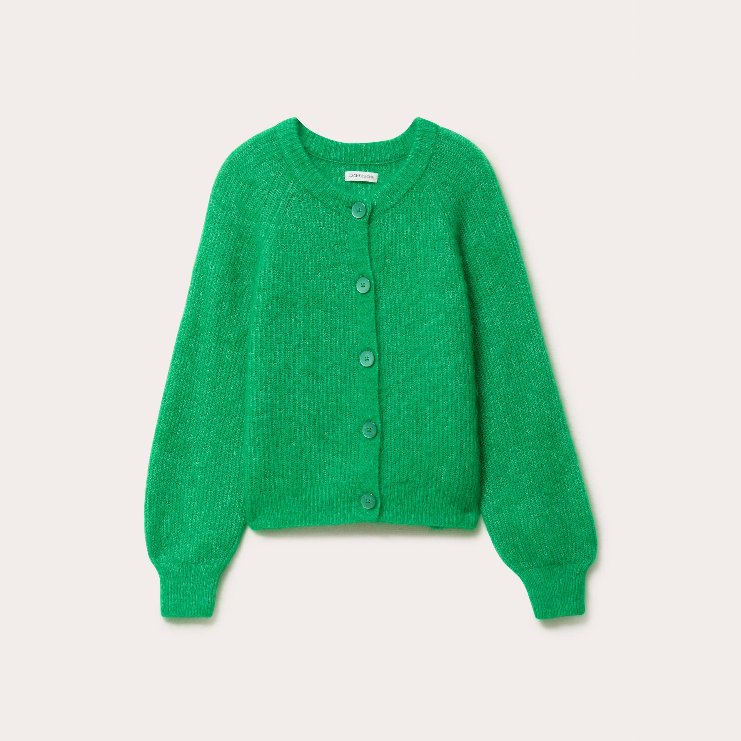 Gilet manches longues vert femme