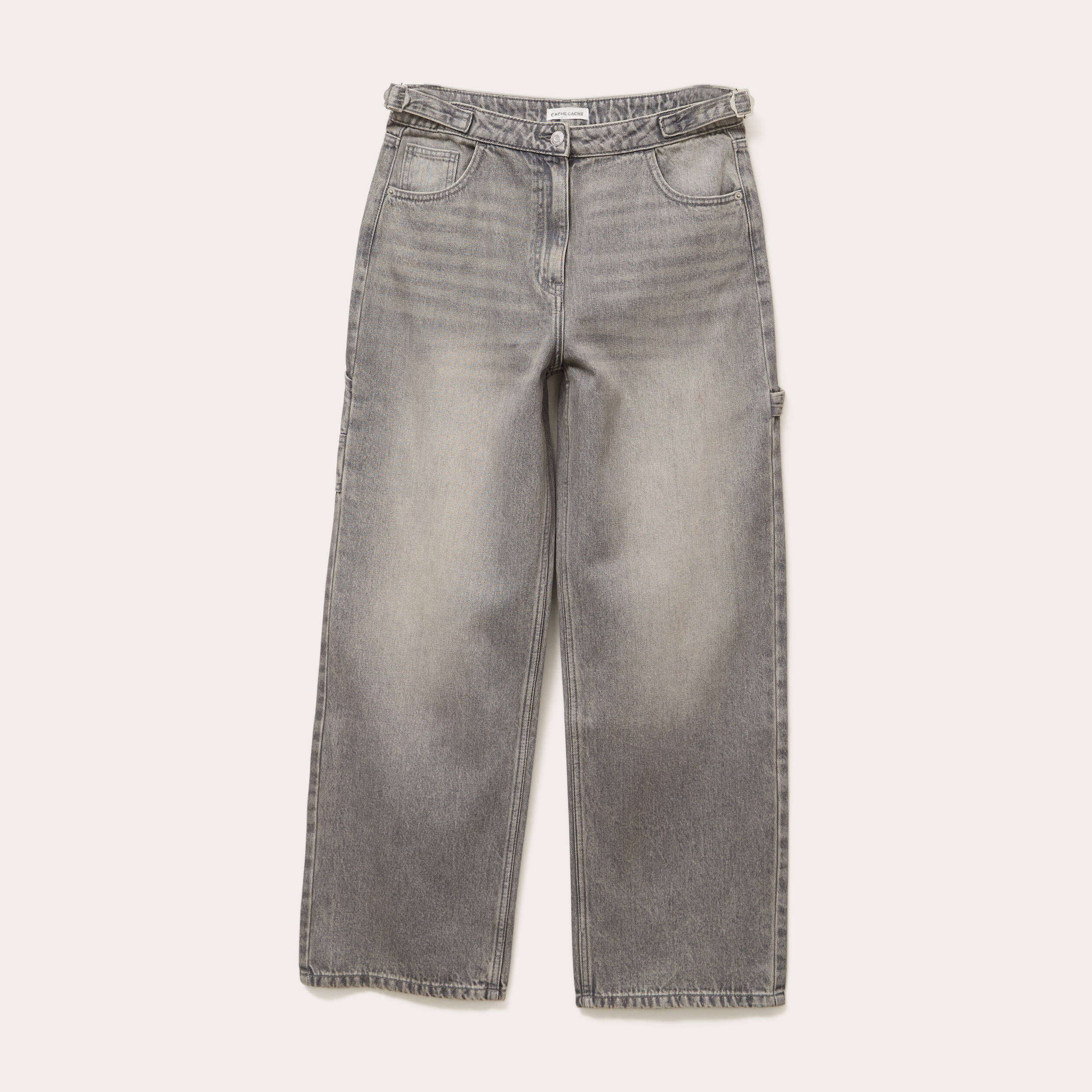 jeans large avec pattes denim gris femme Jeans large avec pattes denim gris femme