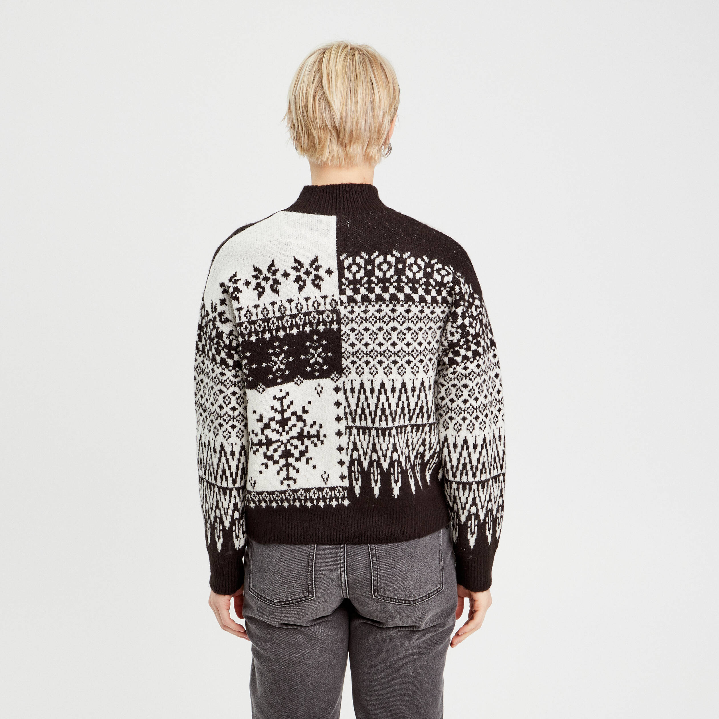 Pull col montant et sequins ecru femme Vibs