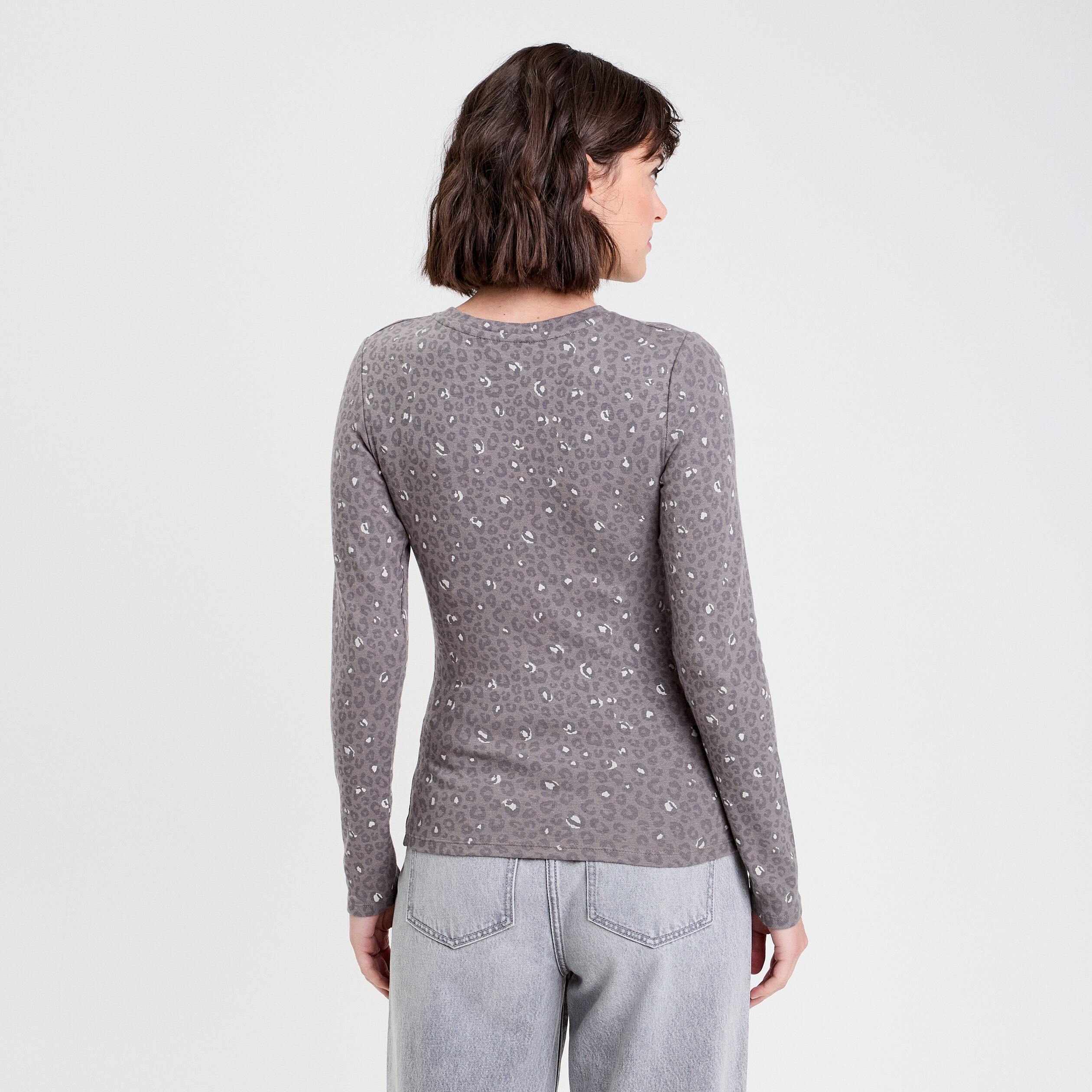 t shirt manches longues gris fonce femme T-shirt manches longues gris foncé femme