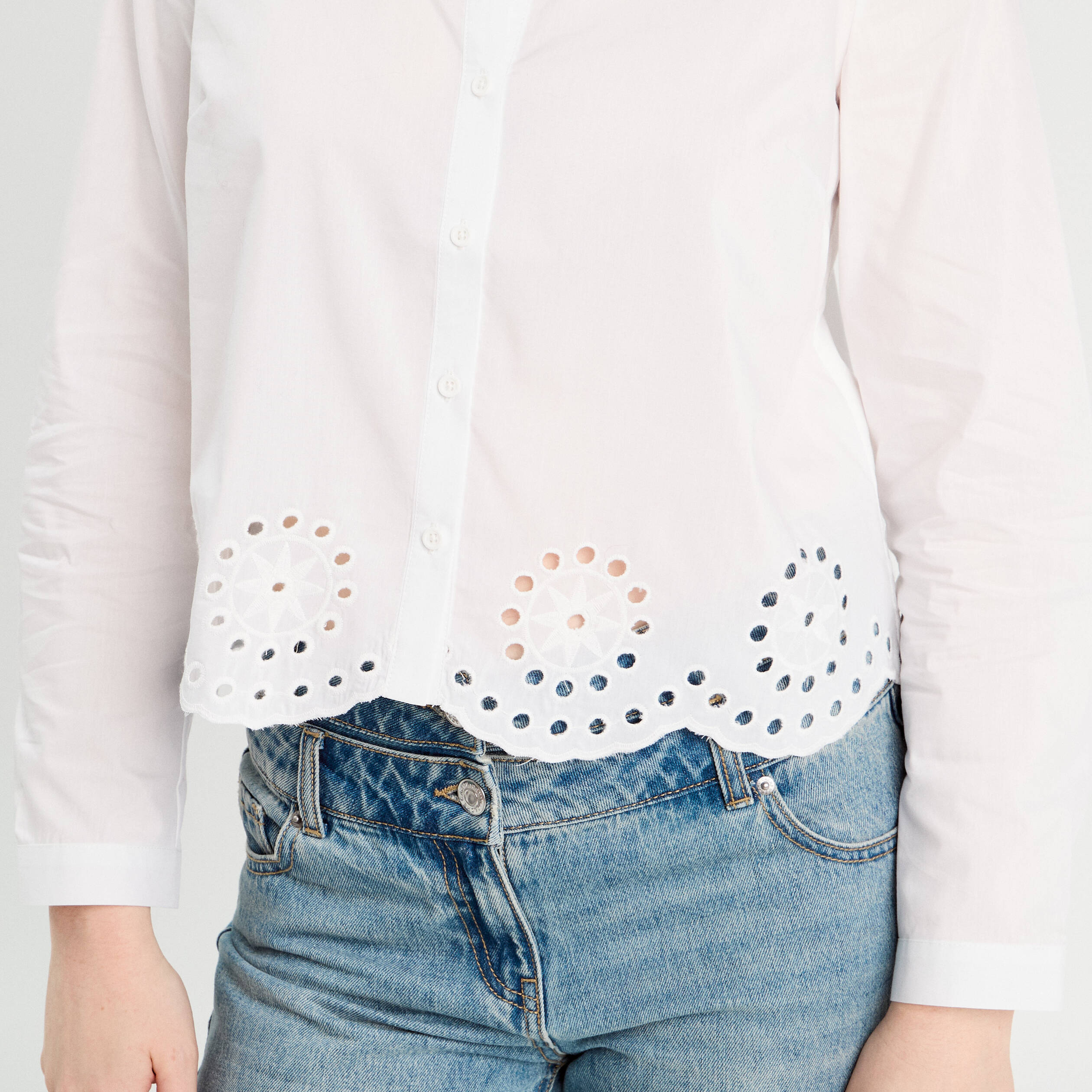 Chemise avec broderie ecru femme