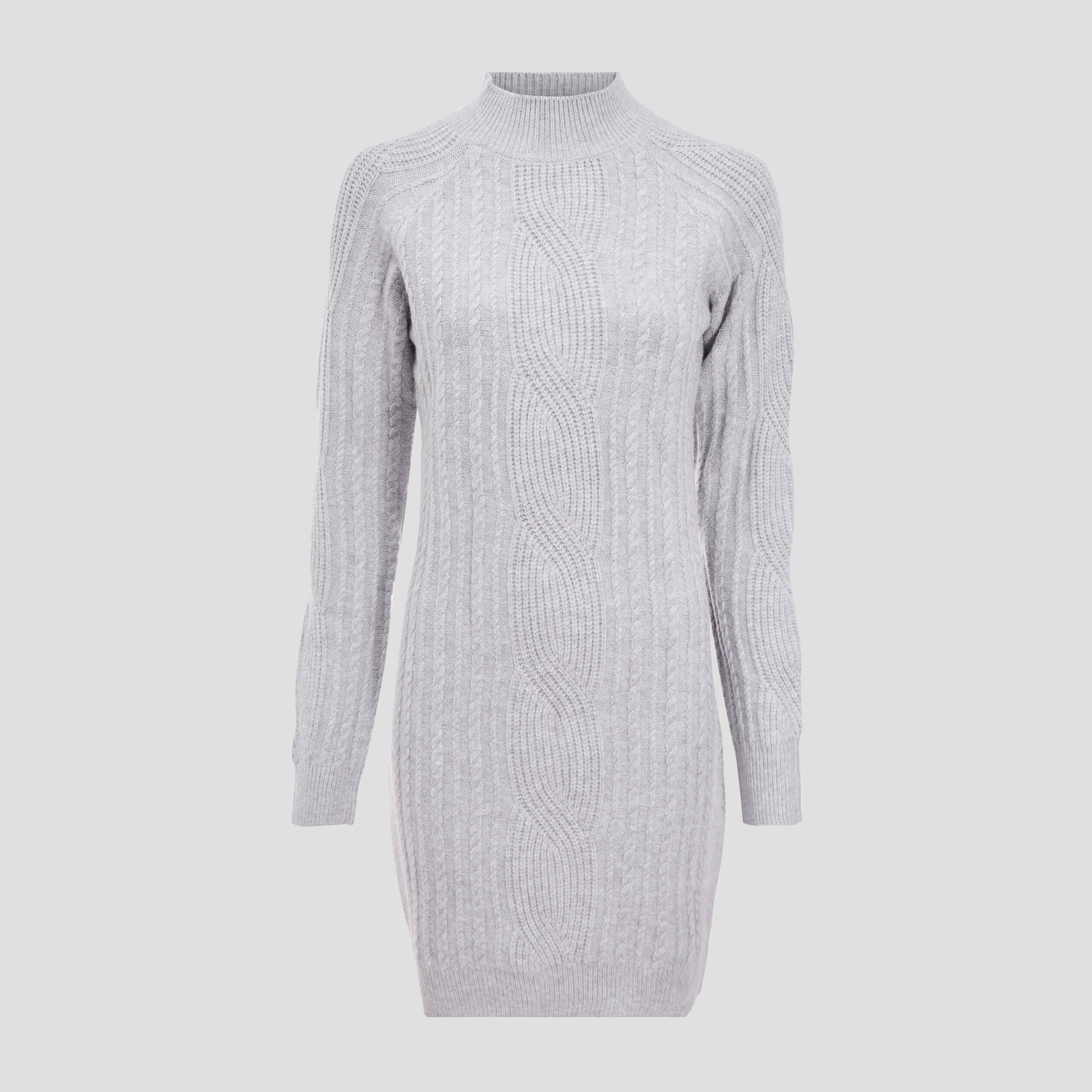 robe pull droite col montant gris clair femme Robe pull droite col montant gris clair femme