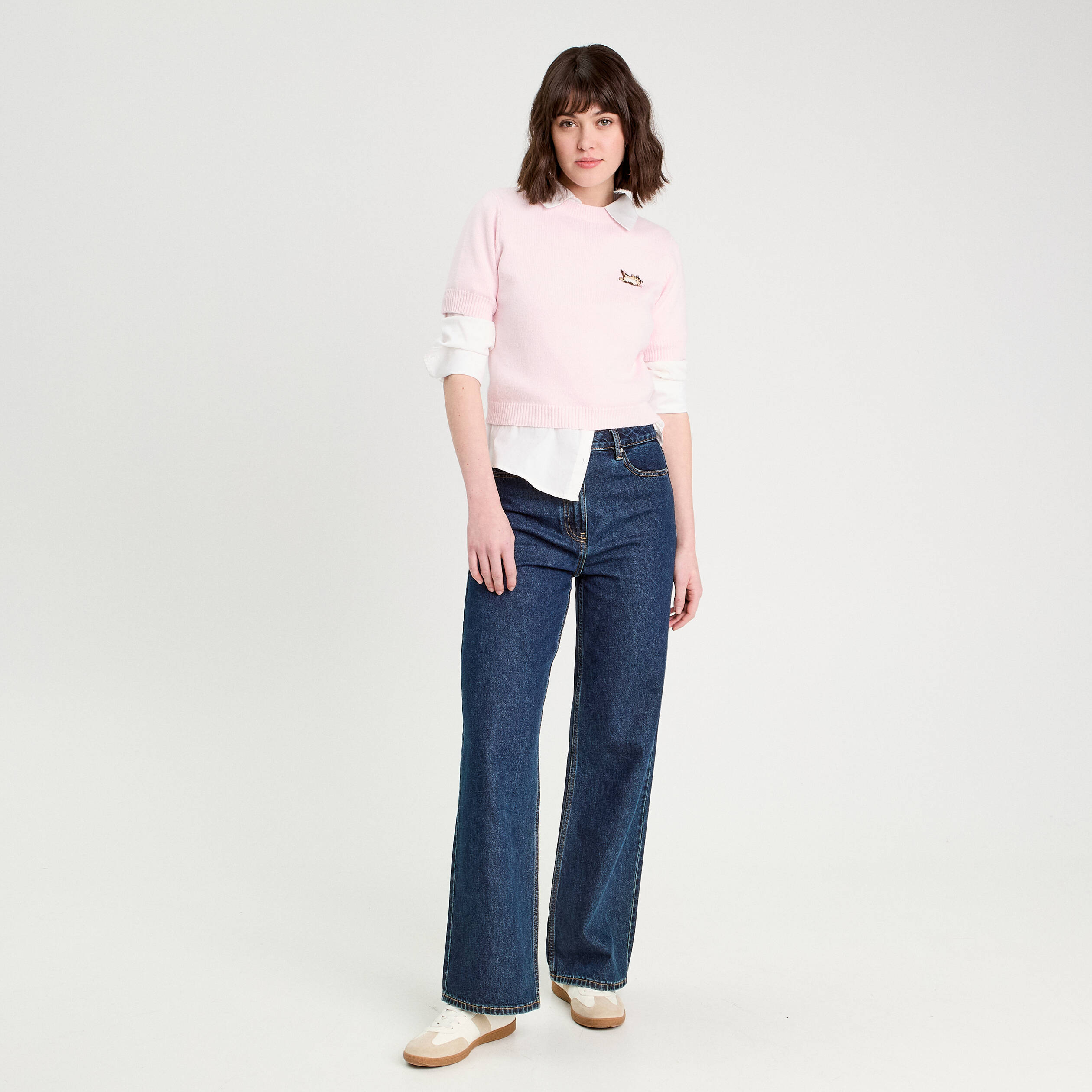 pull manches courtes rose clair femme Pull manches courtes rose clair femme