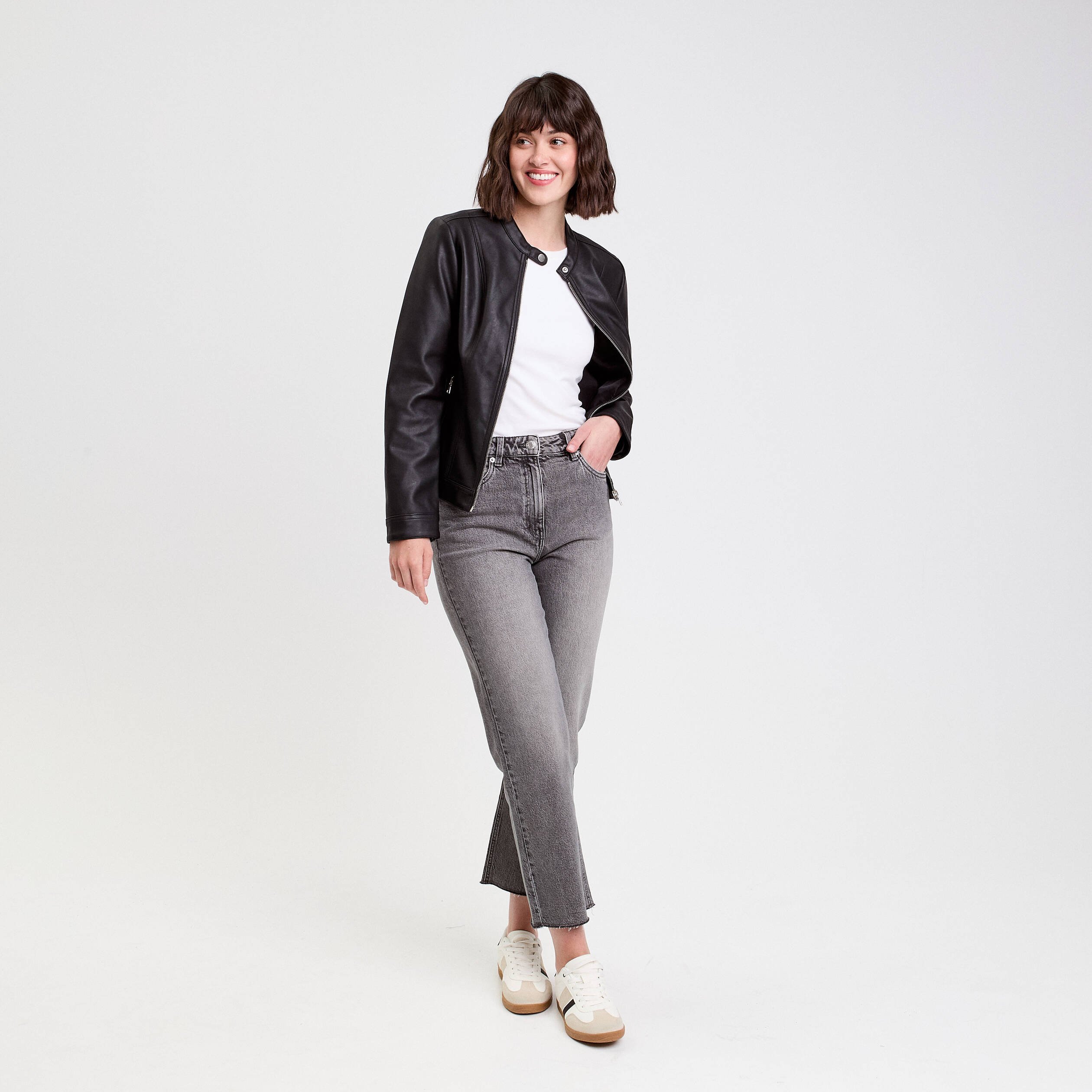 veste droite zippee noir femme Veste droite zippée noir femme
