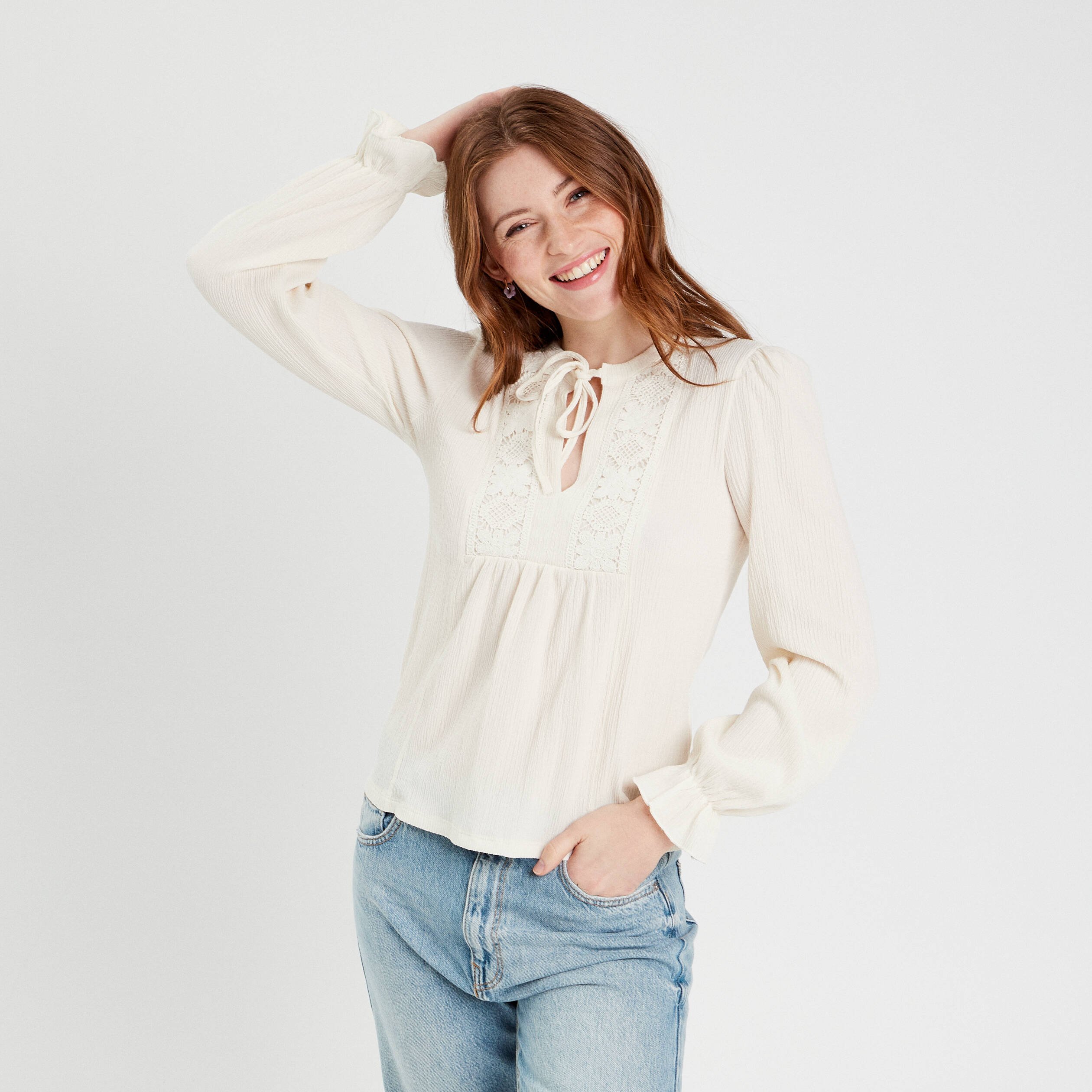 blouse manches longues ecru femme Blouse manches longues ecru femme