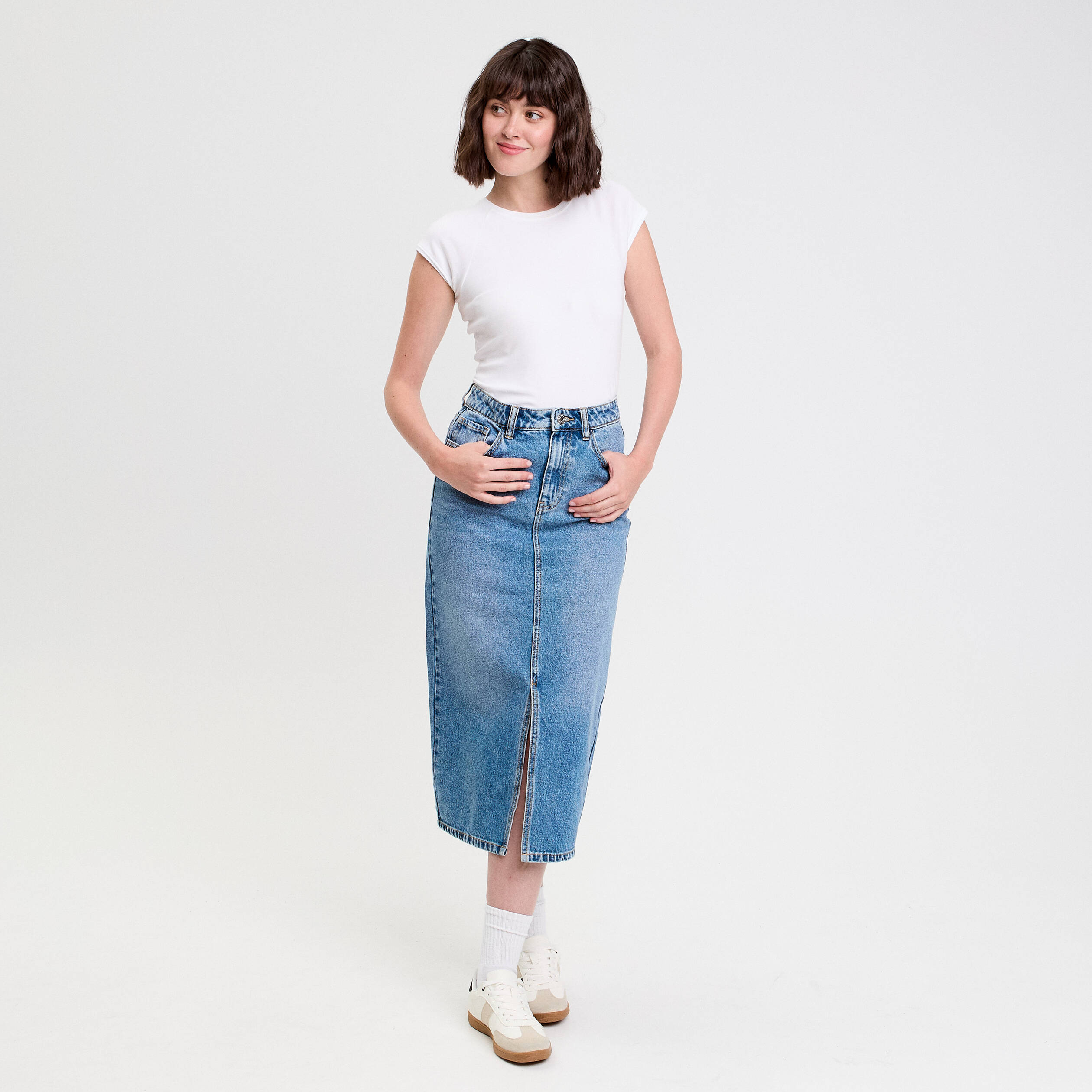 Jupe crayon taille standard denim double stone femme