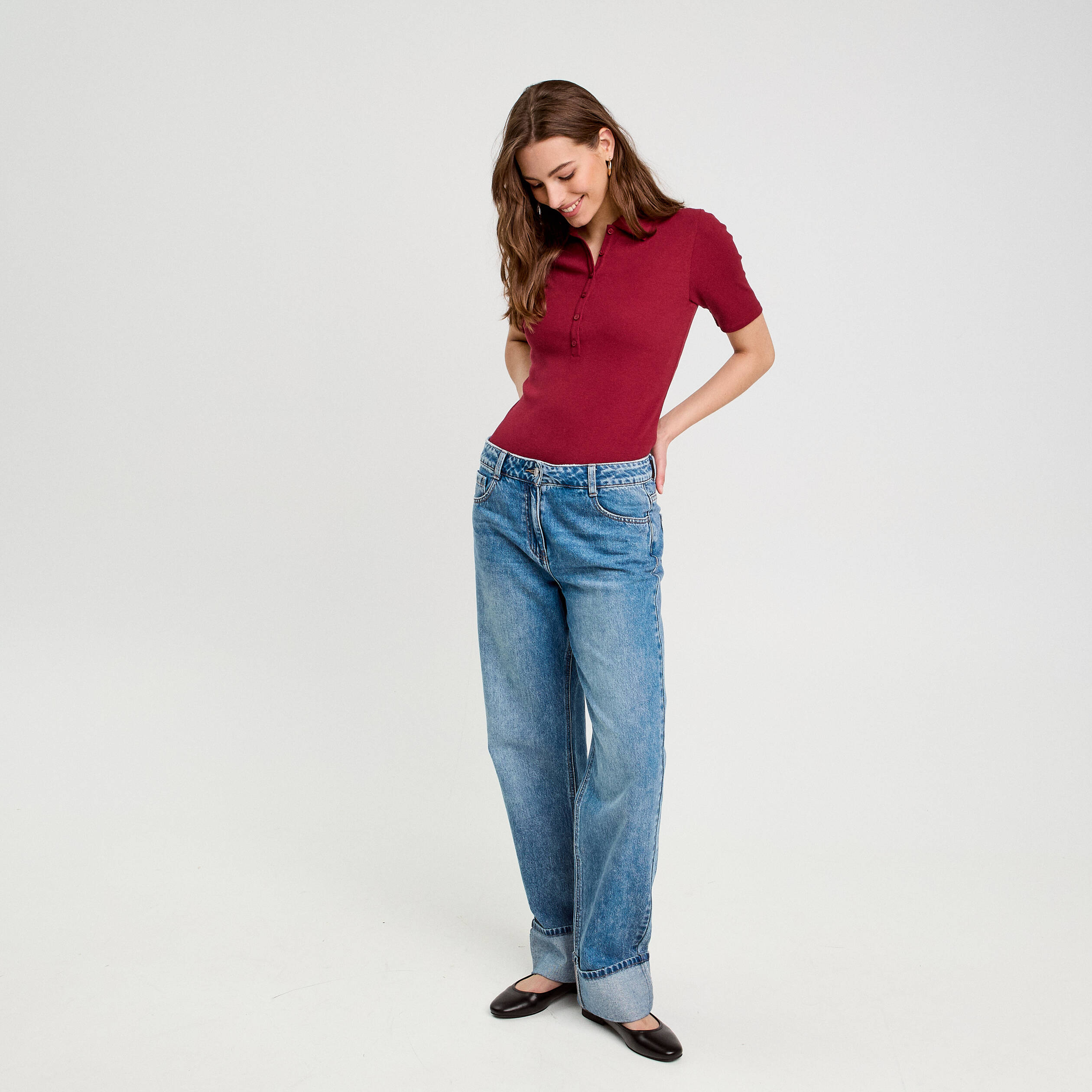 polo manches courtes rouge fonce femme Polo manches courtes rouge foncé femme