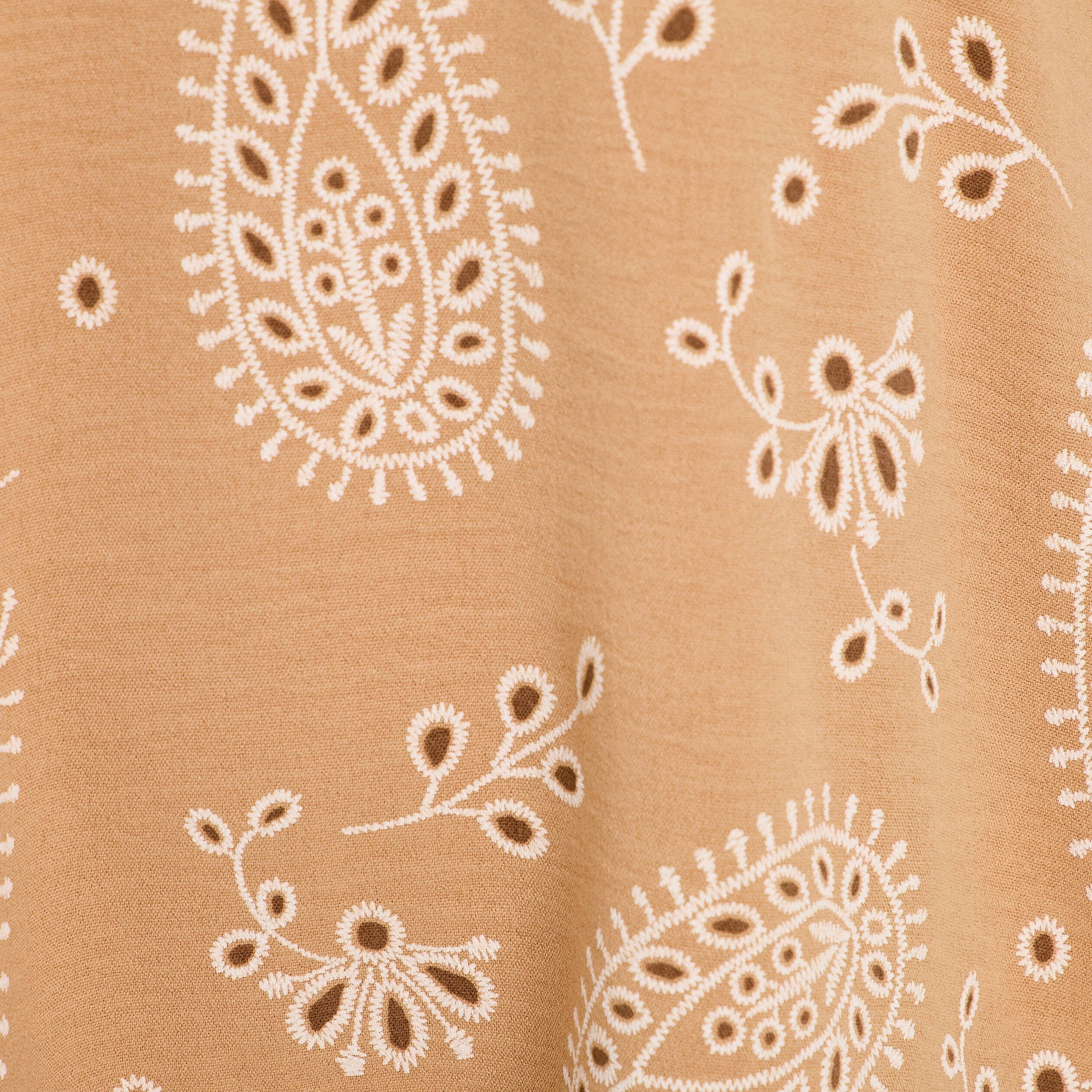Robe &eacute;vas&eacute;e manches courtes camel femme