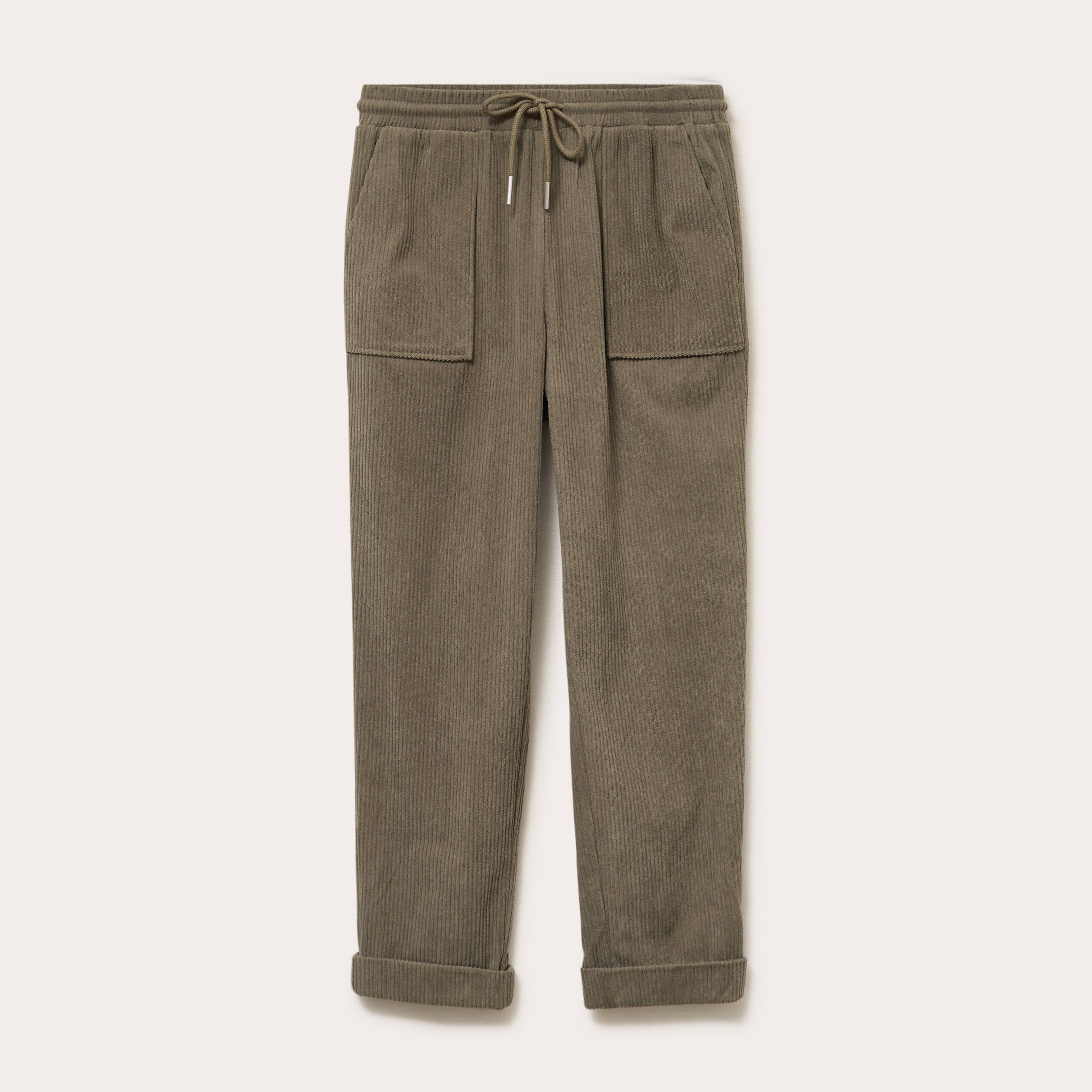 Pantalon jogging velours vert kaki femme