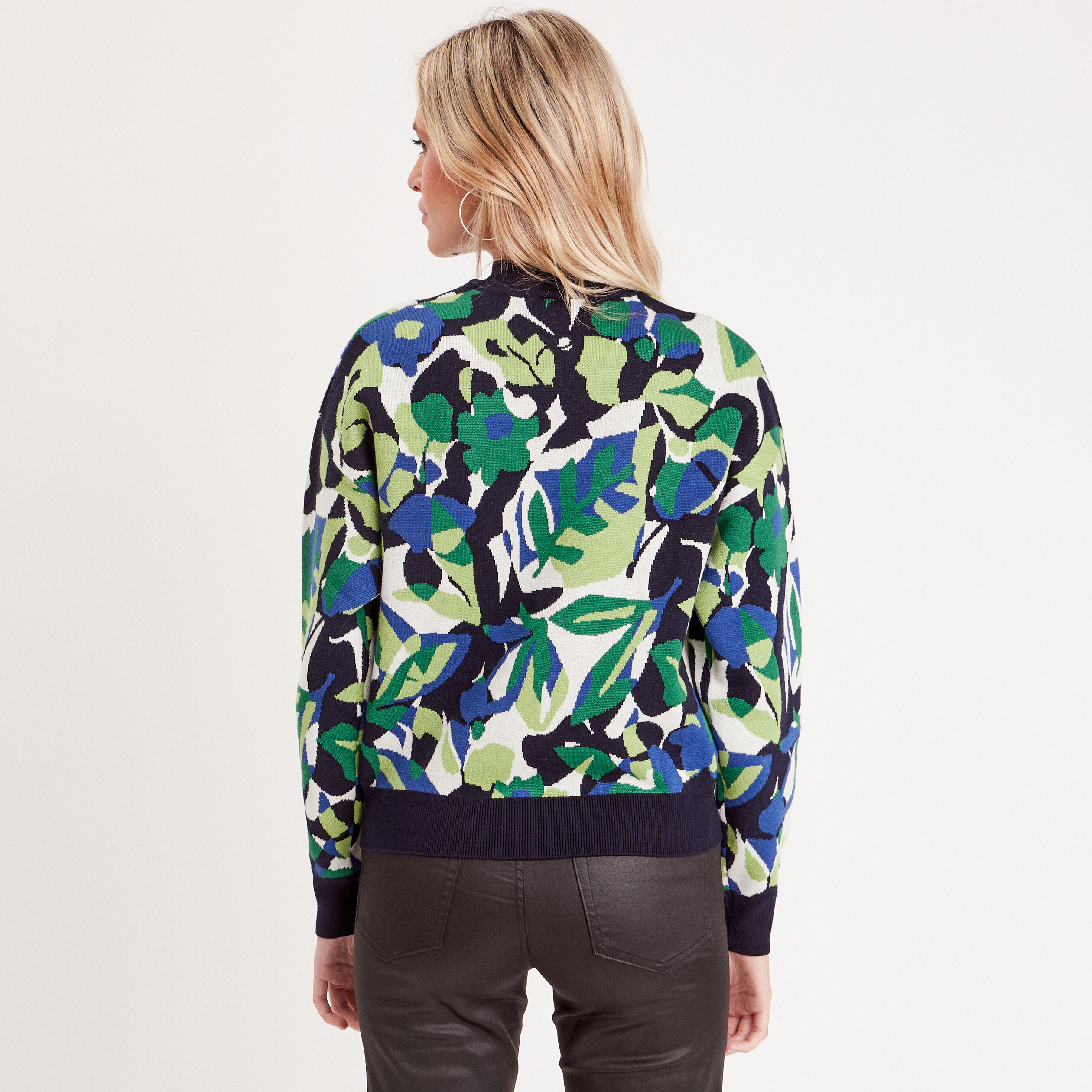 Pull Femme Tricoté Rayé Tricolore INSFITY - Coupe Décontractée - Bleu