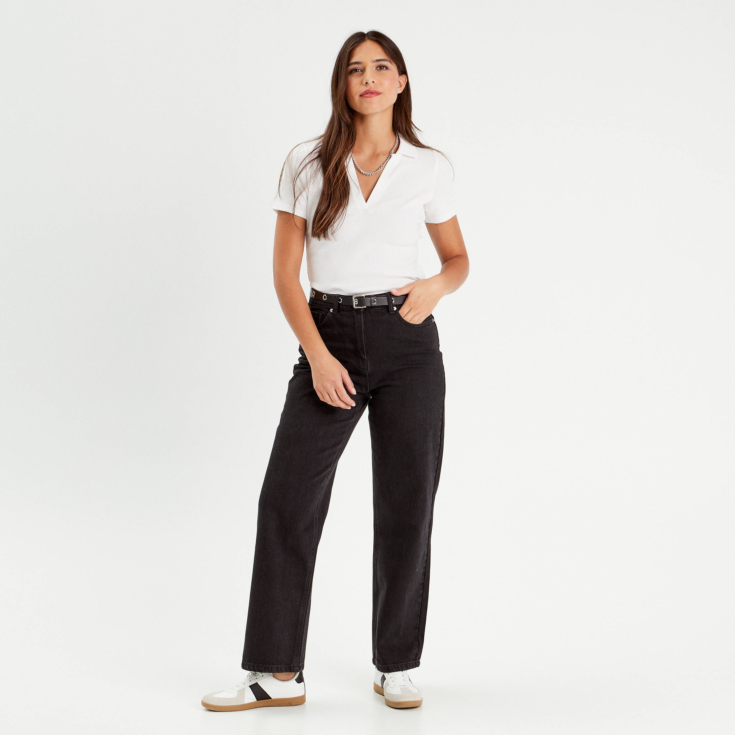 Polo manches courtes c&ocirc;tel&eacute; ecru femme
