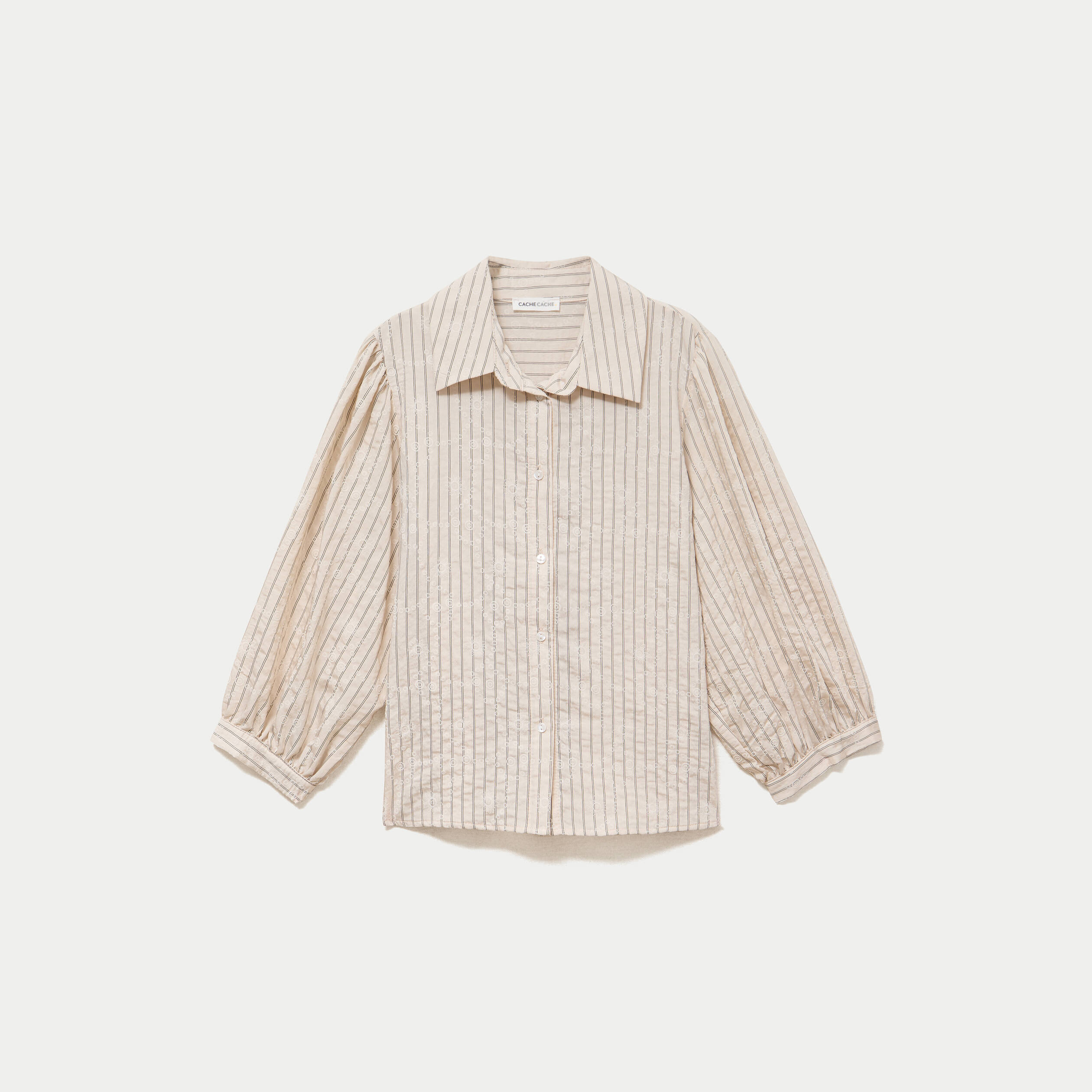 Chemise droite col classique manches 3/4 blanc femme