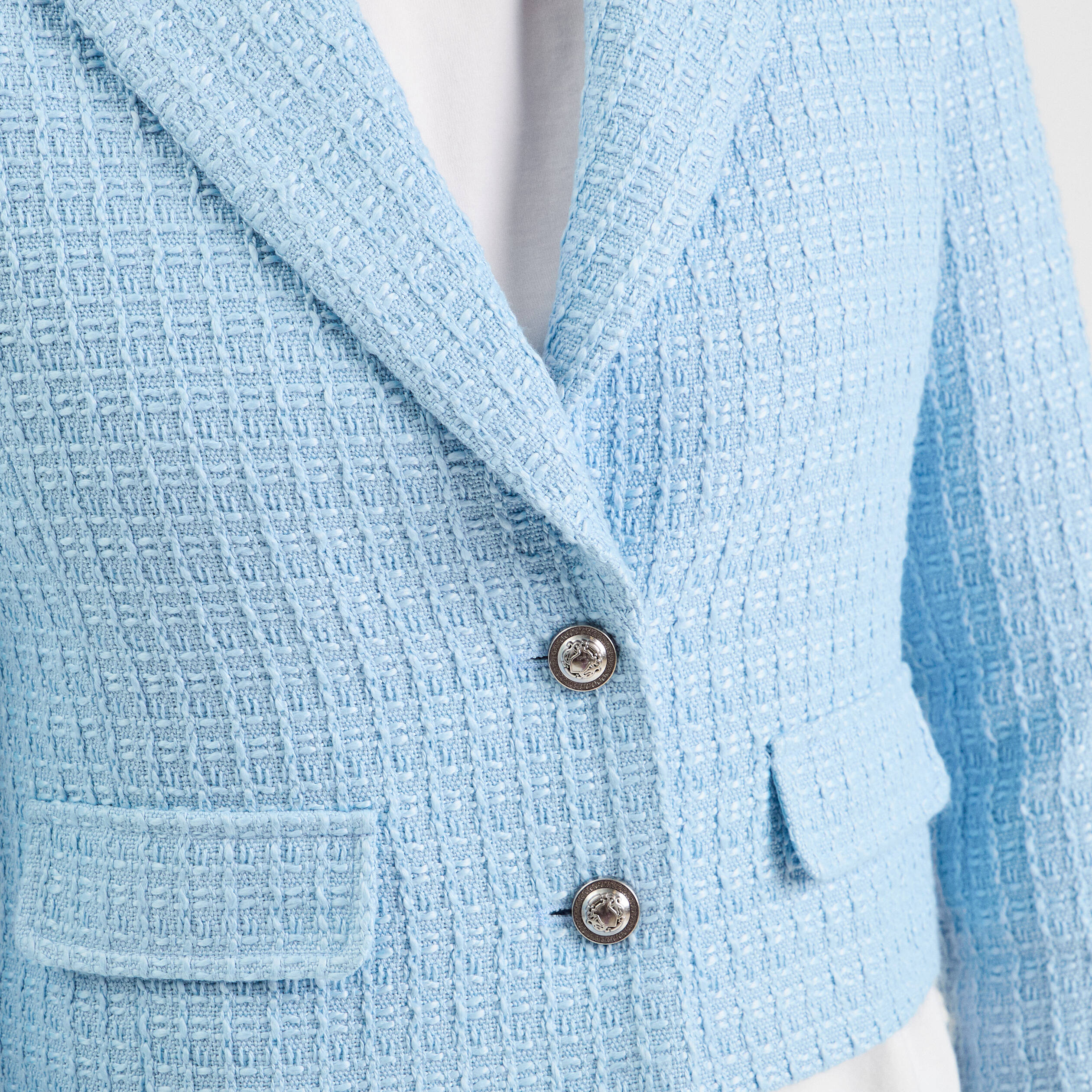 Veste blazer cintrée bleu turquoise femme