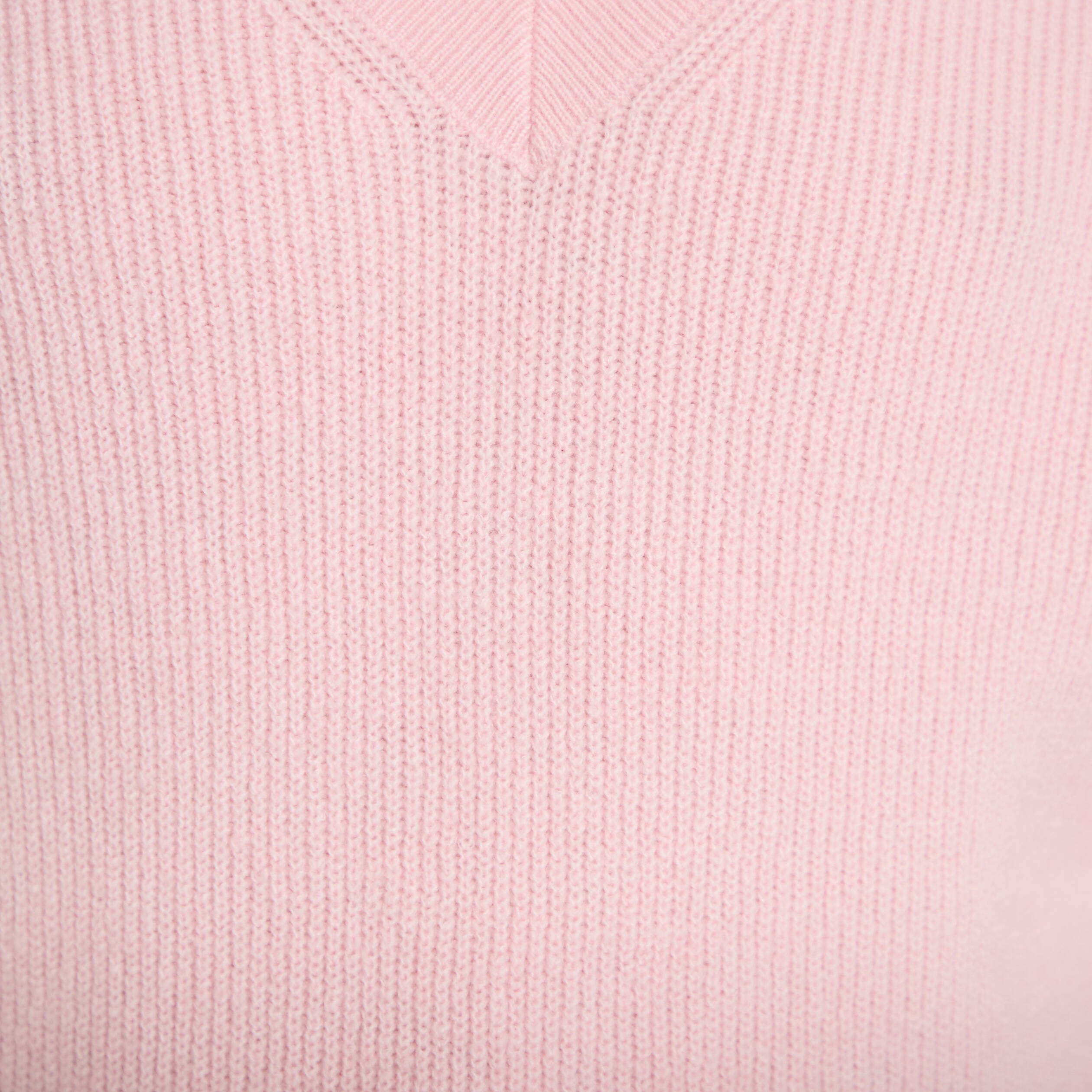 Pull fin col v rose clair femme
