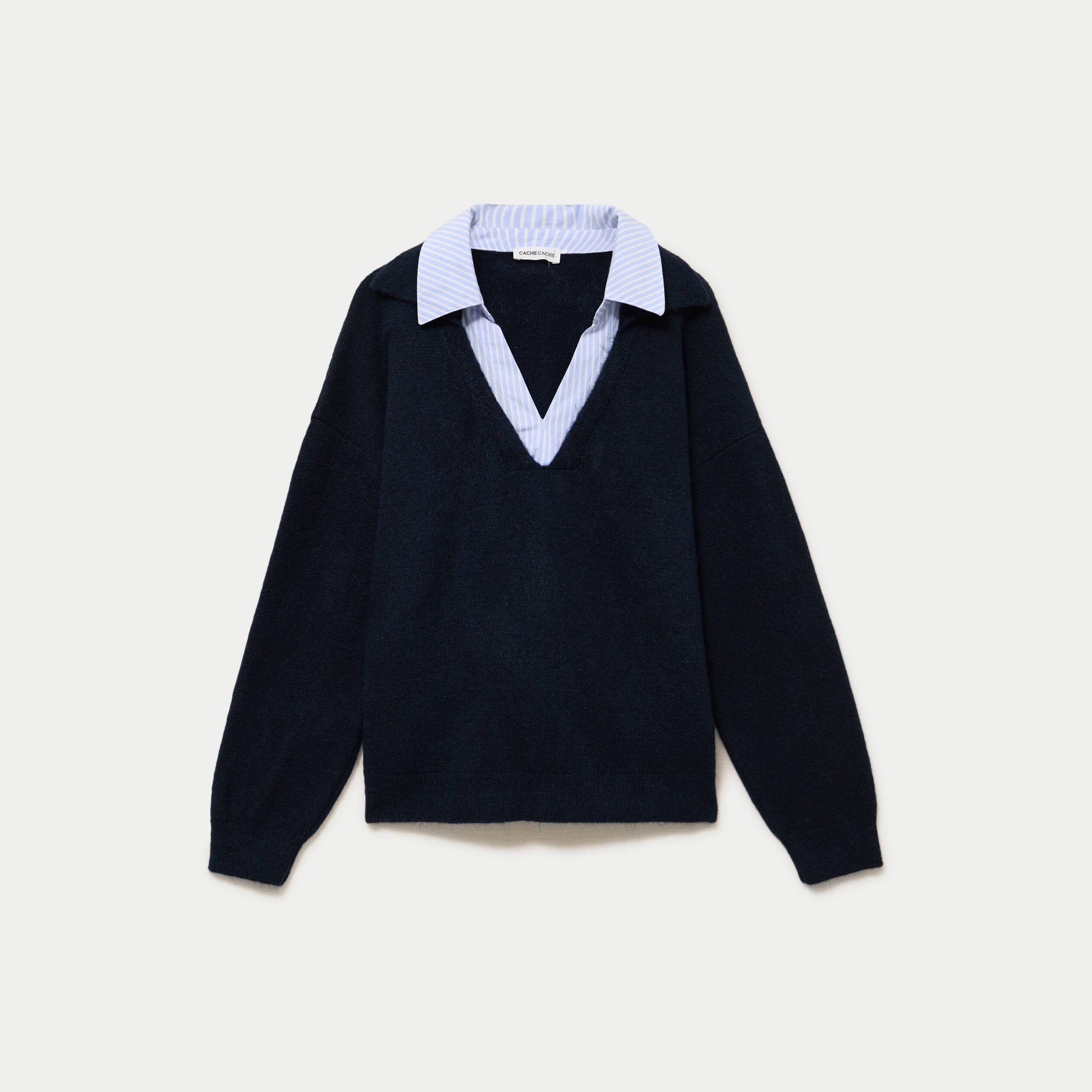 Pull effet 2-en-1 bleu marine femme