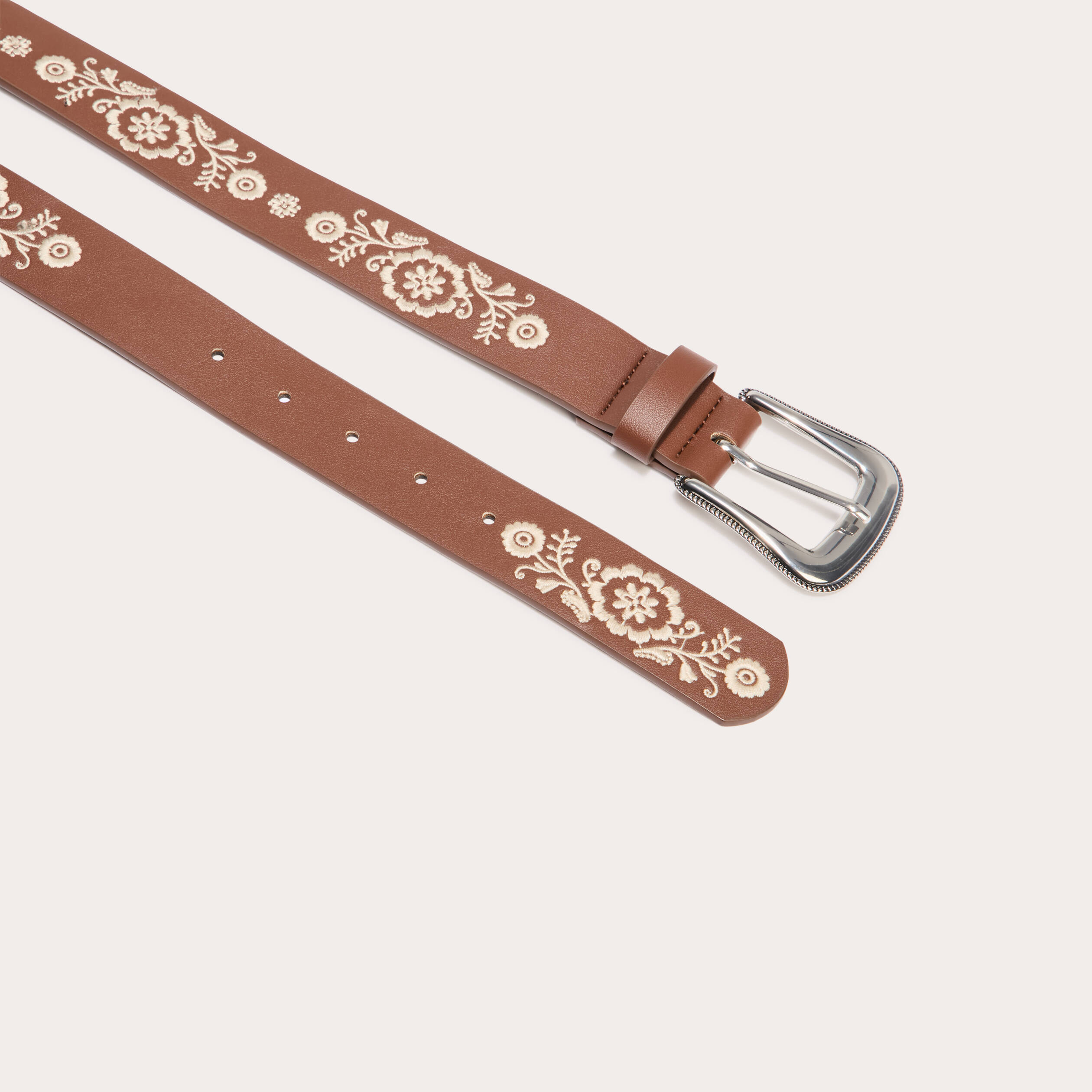 Ceinture brod&eacute;e camel femme