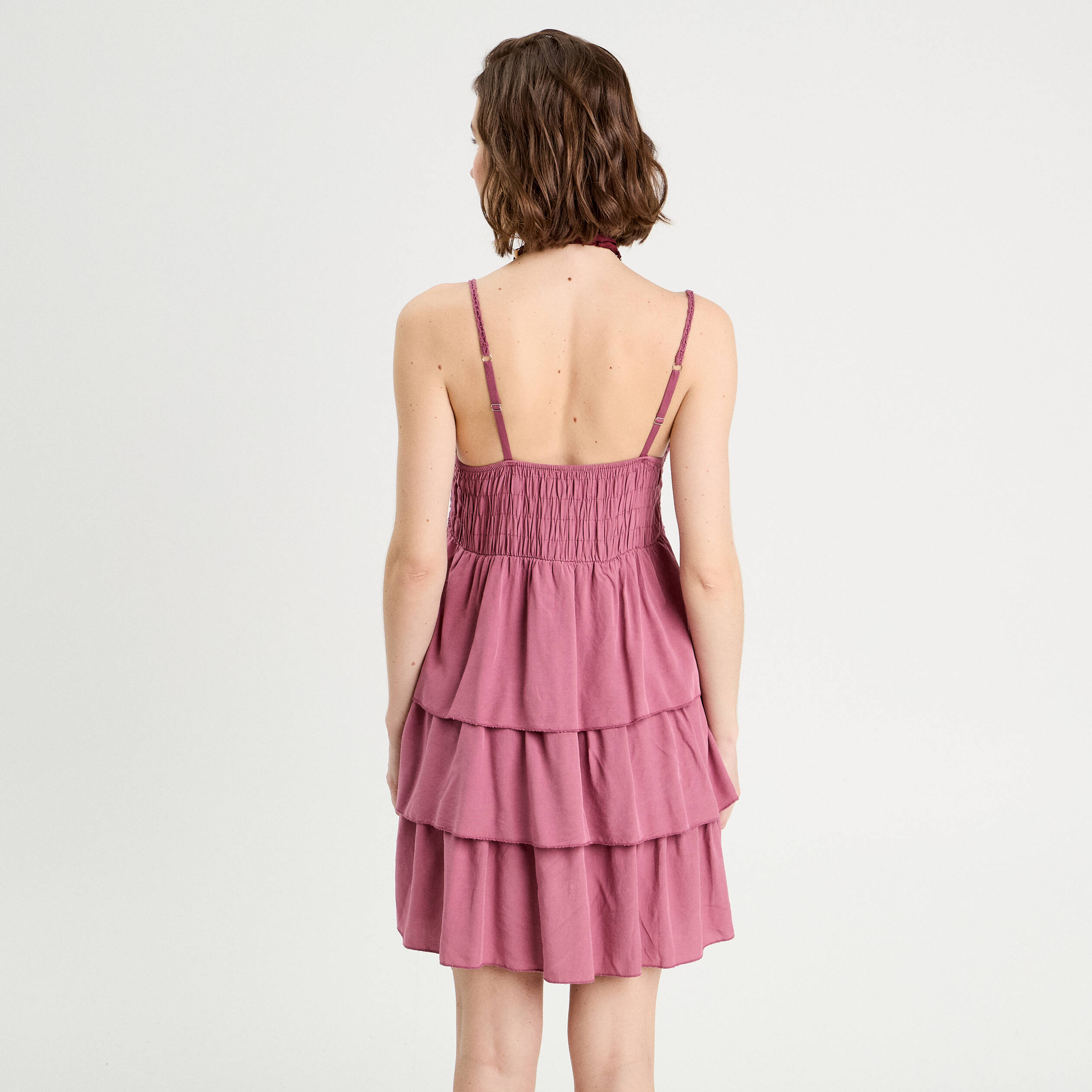 robe evasee bretelles vieux rose femme Robe évasée bretelles vieux rose femme
