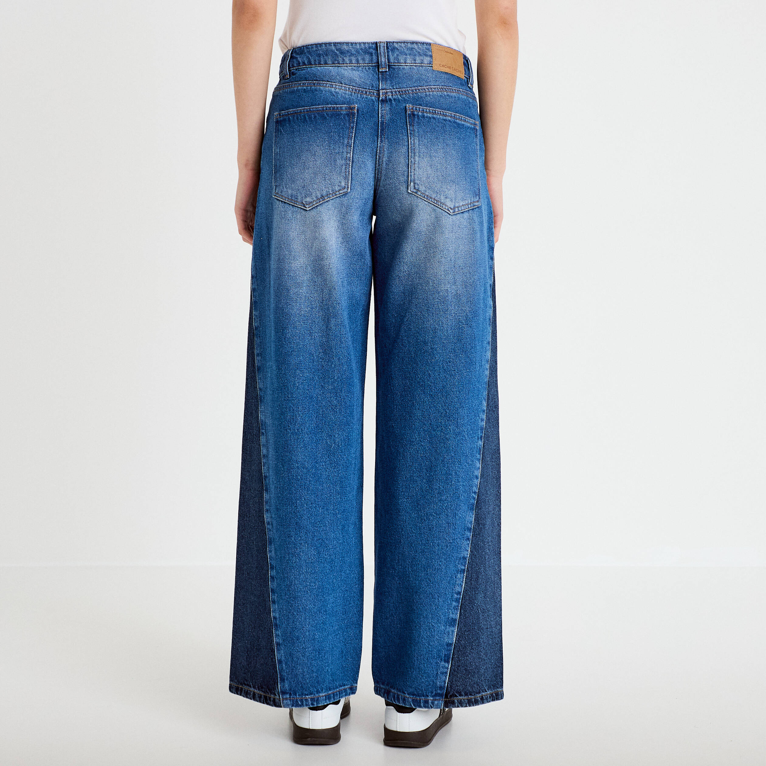 Jean wide leg taille basse denim double stone femme