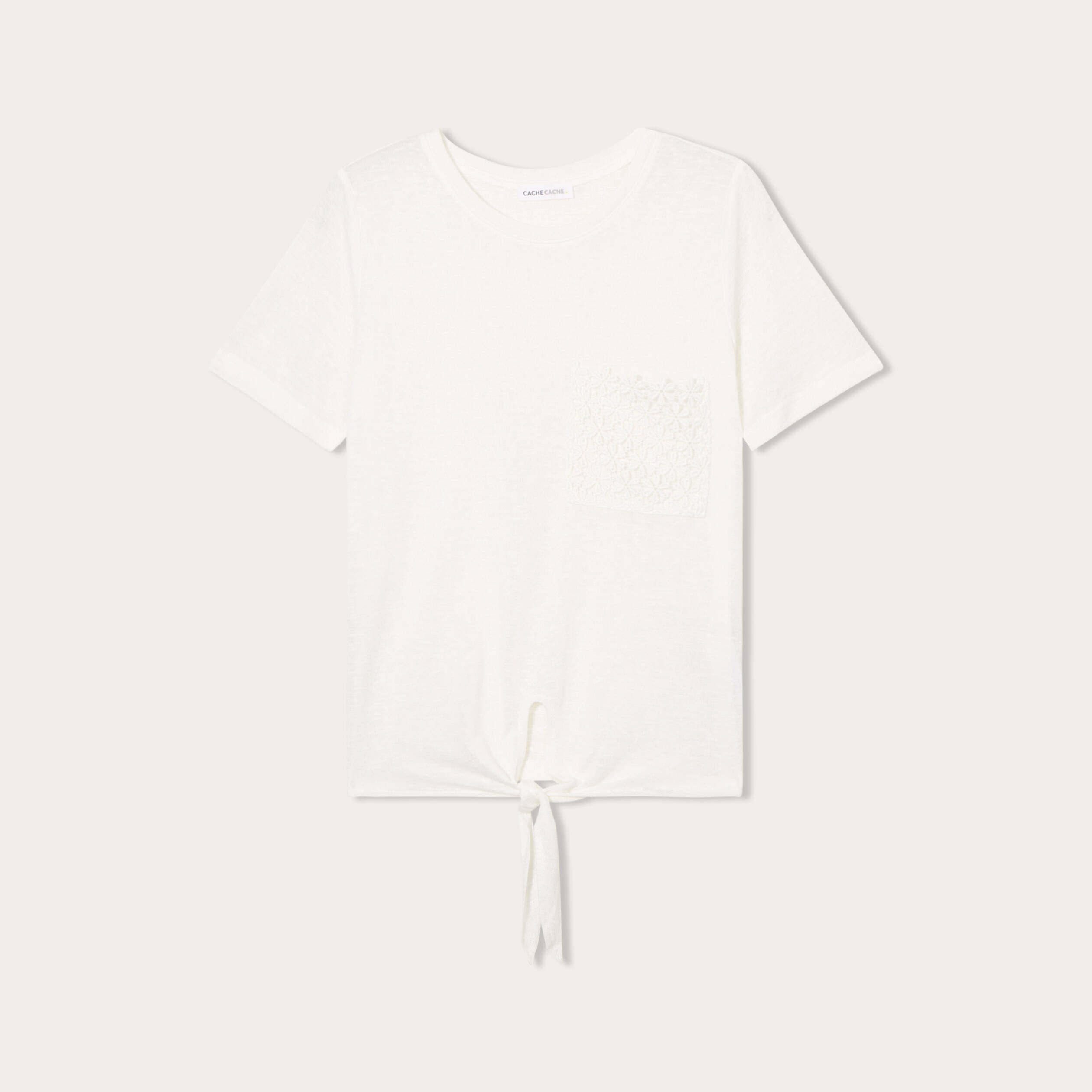 t shirt detail noeud ecru femme T-shirt détail noeud ecru femme