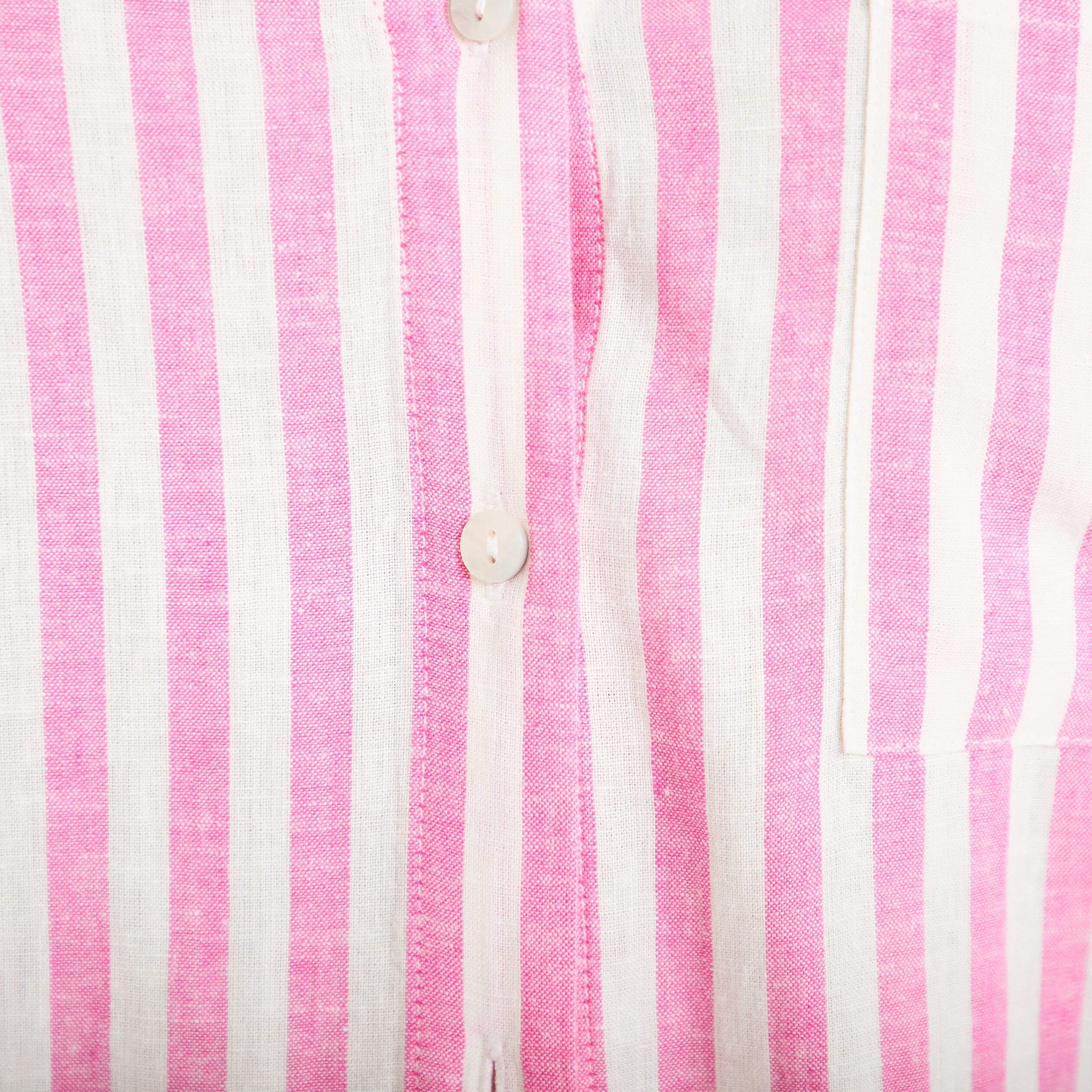Chemise lin col V manches longues rose femme
