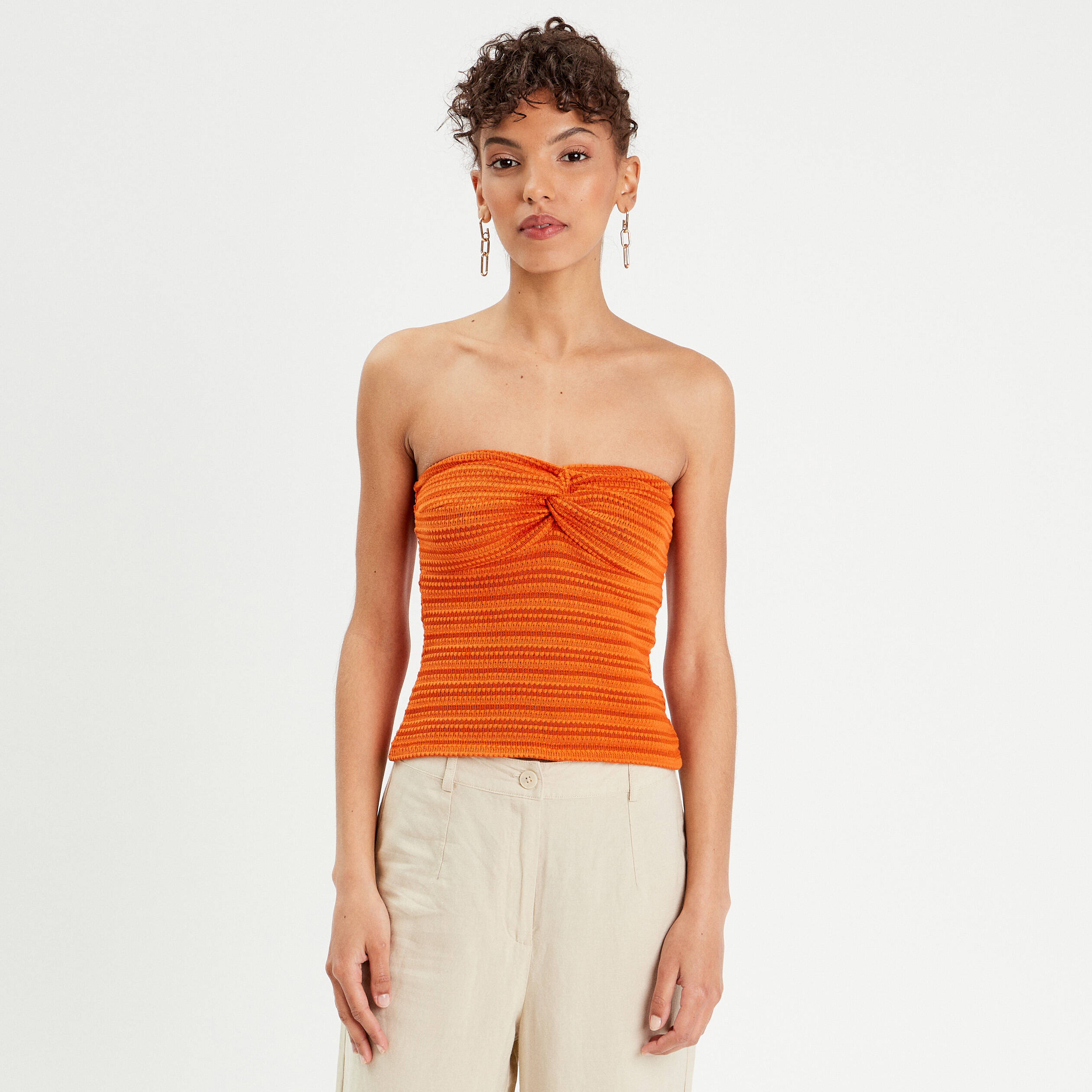 bandeau cropped bustier orange fonce femme Bandeau cropped bustier orange foncé femme