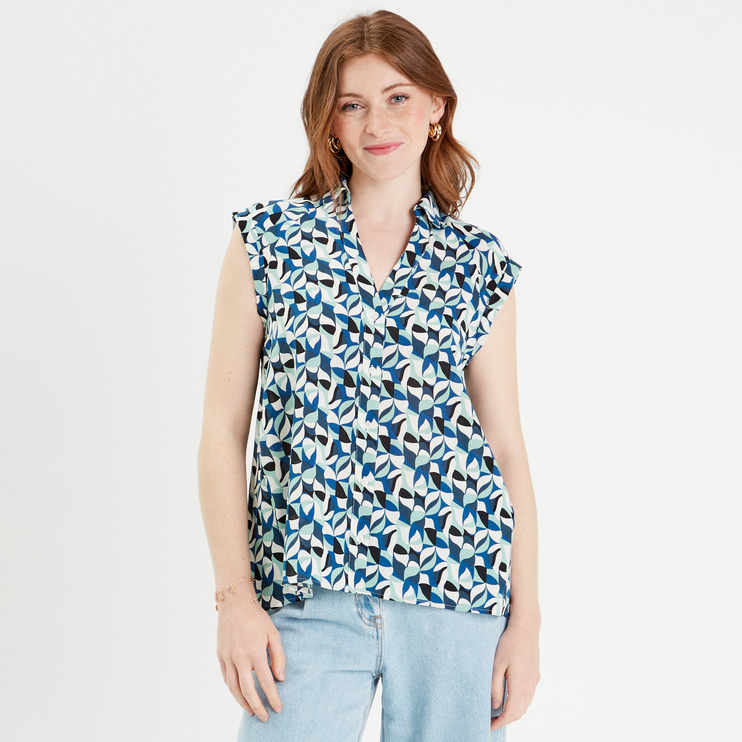 blouse sans manches bleu femme Blouse sans manches bleu femme