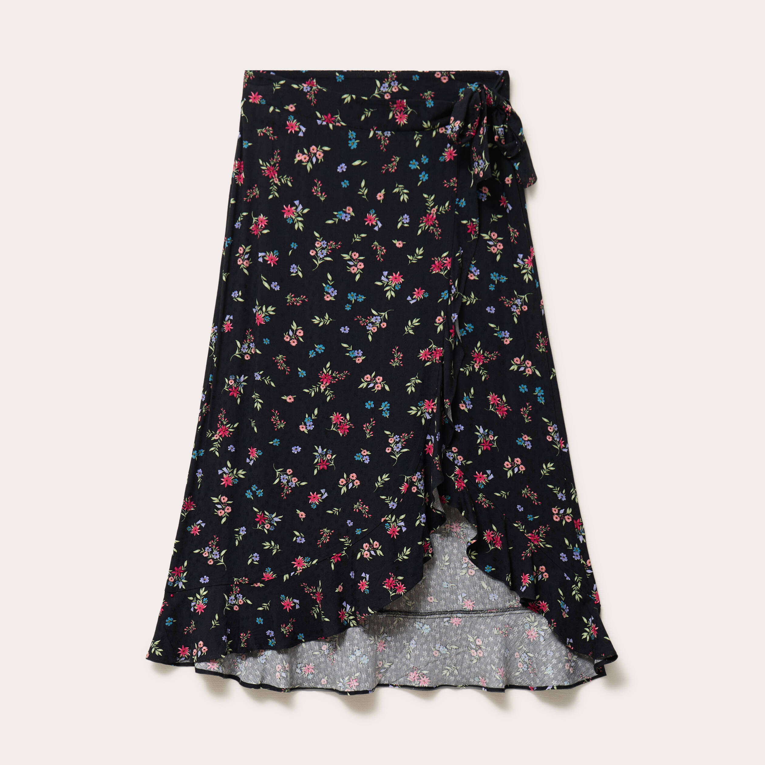 Jupe longue portefeuille noir femme