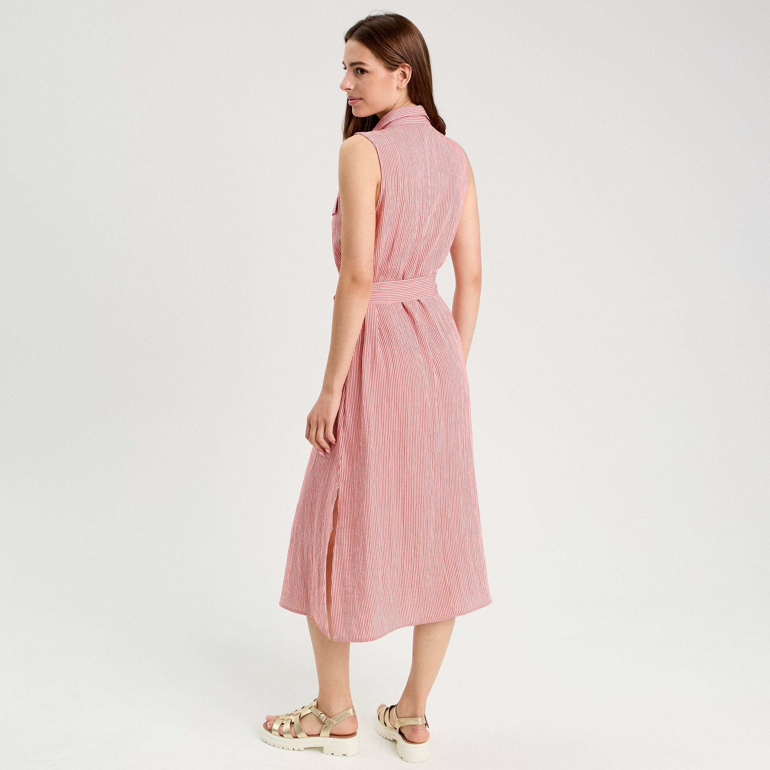 robe longue evasee boutonnee rose corail femme Robe longue évasée boutonnée rose corail femme