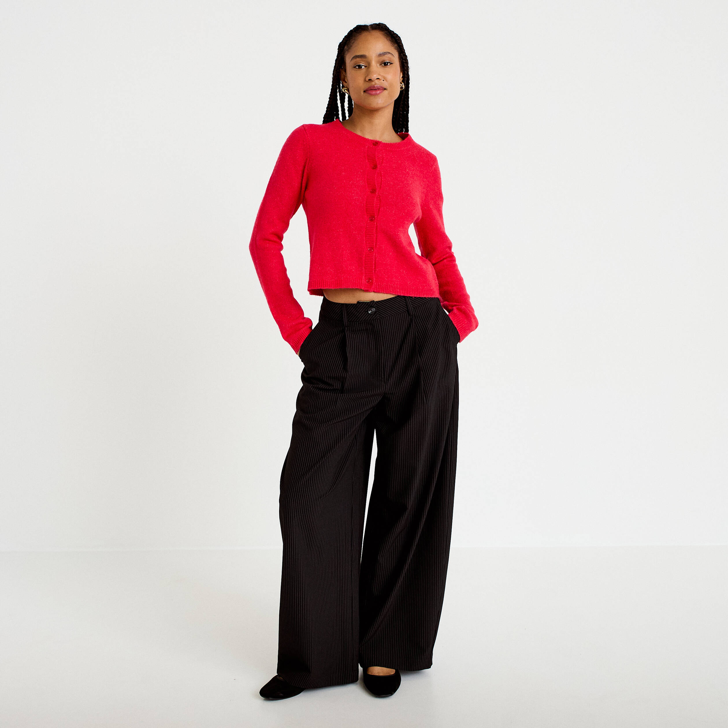 Pantalon barrel taille standard noir femme