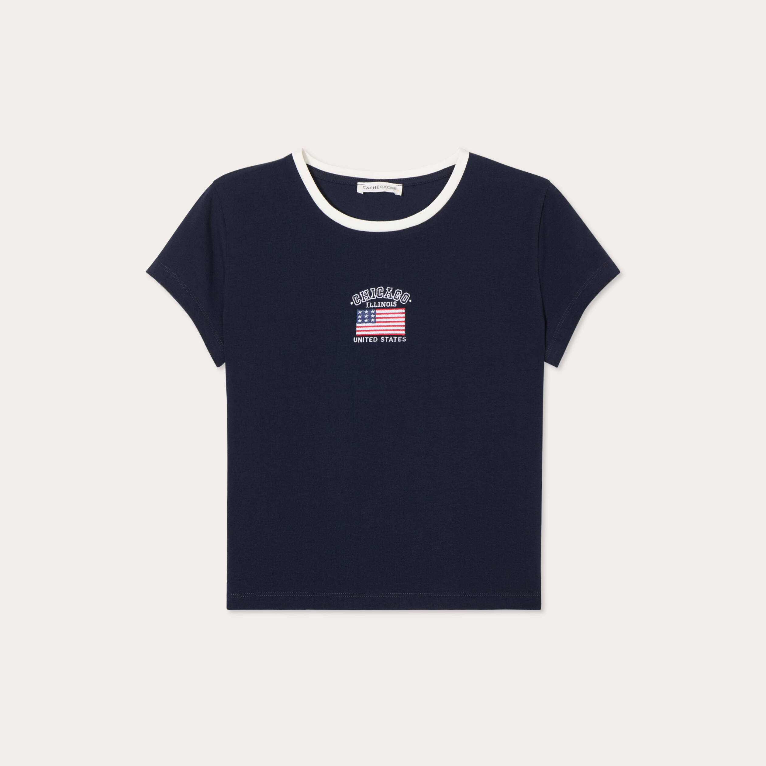 T-shirt manches courtes bleu marine femme