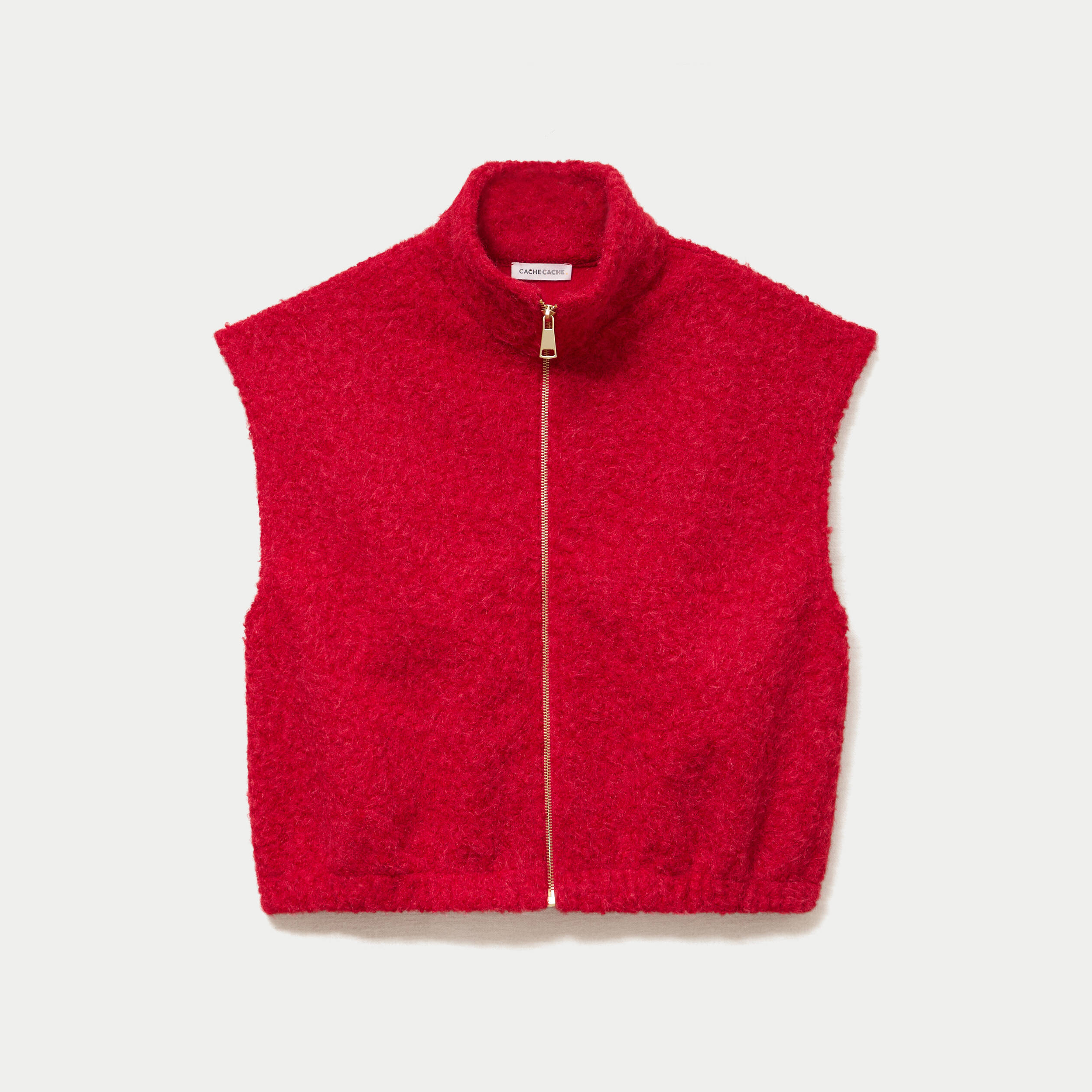 Gilet sans manches col montant rouge femme