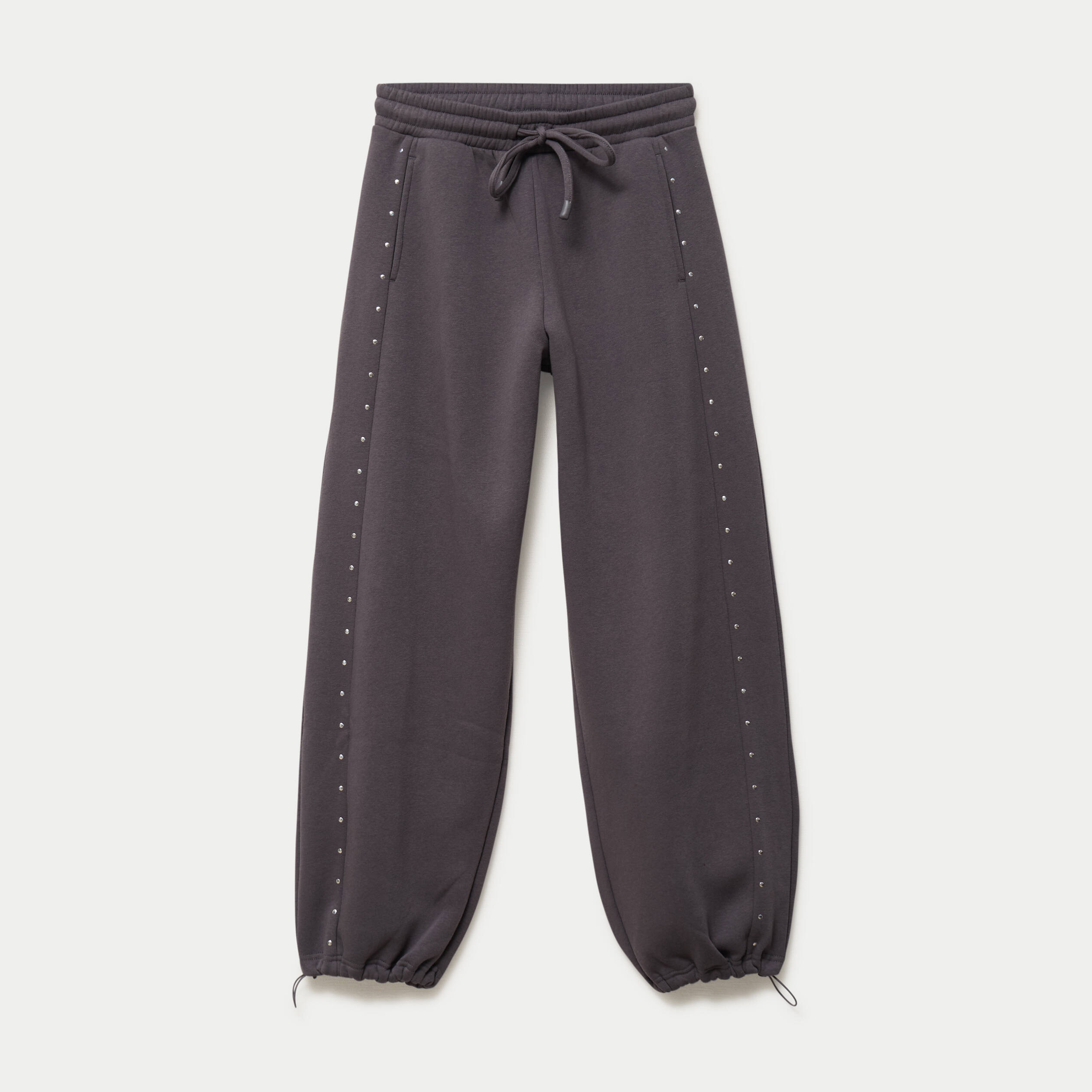 Jegging taille basse d&eacute;tails clout&eacute;s gris fonc&eacute; femme