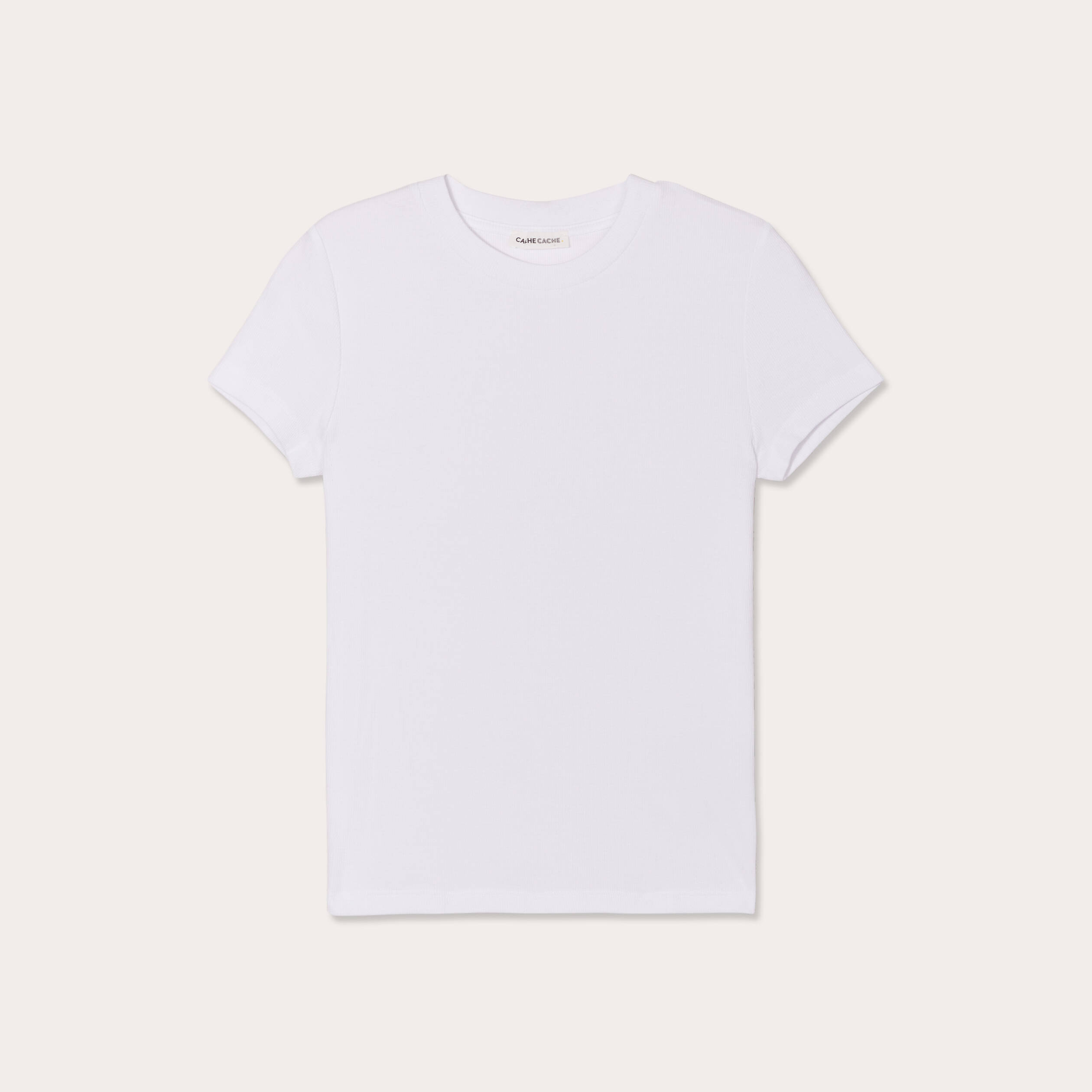T-shirt c&ocirc;tel&eacute; ajust&eacute; manches courtes blanc femme