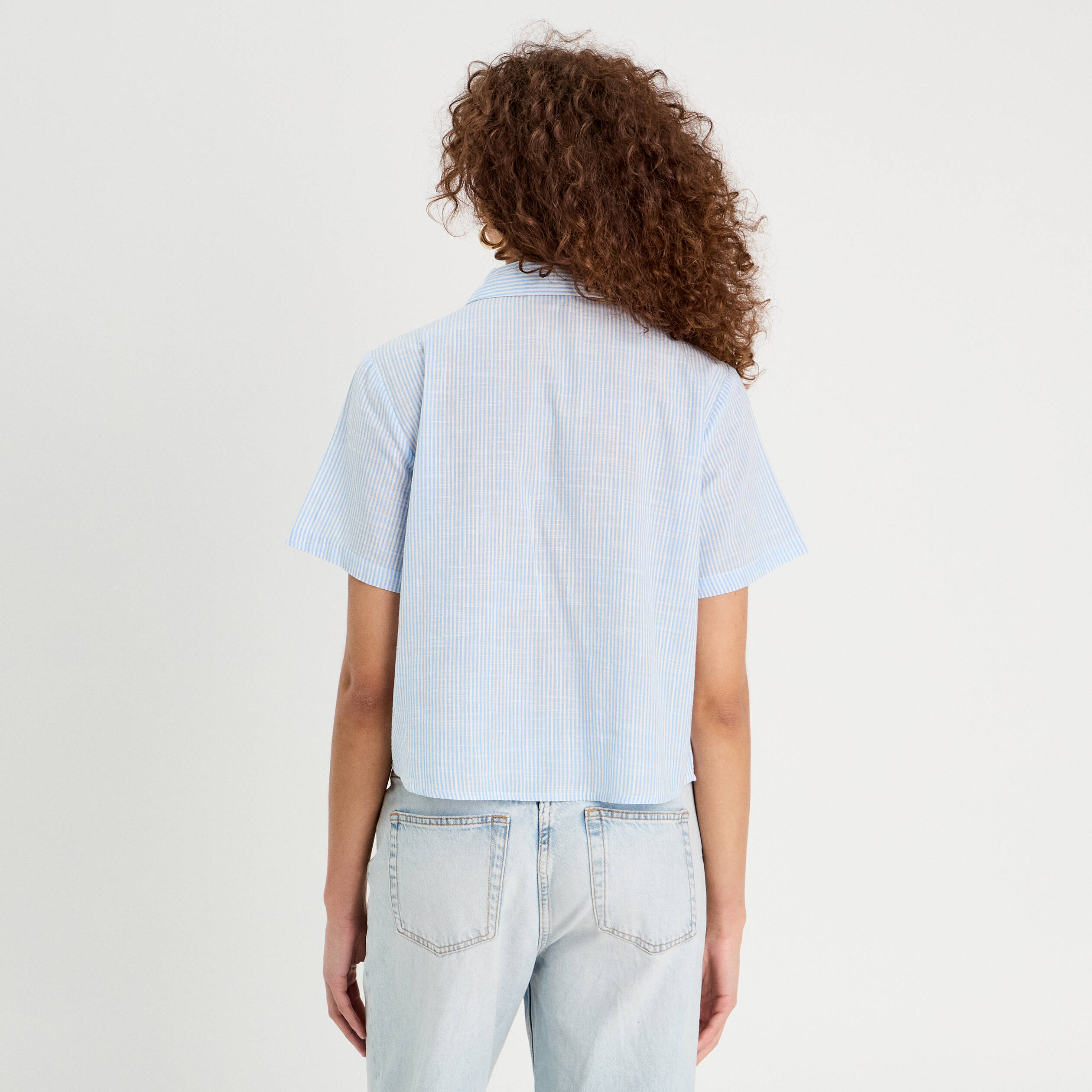 chemise manches courtes brodee bleu femme Chemise manches courtes brodée bleu femme