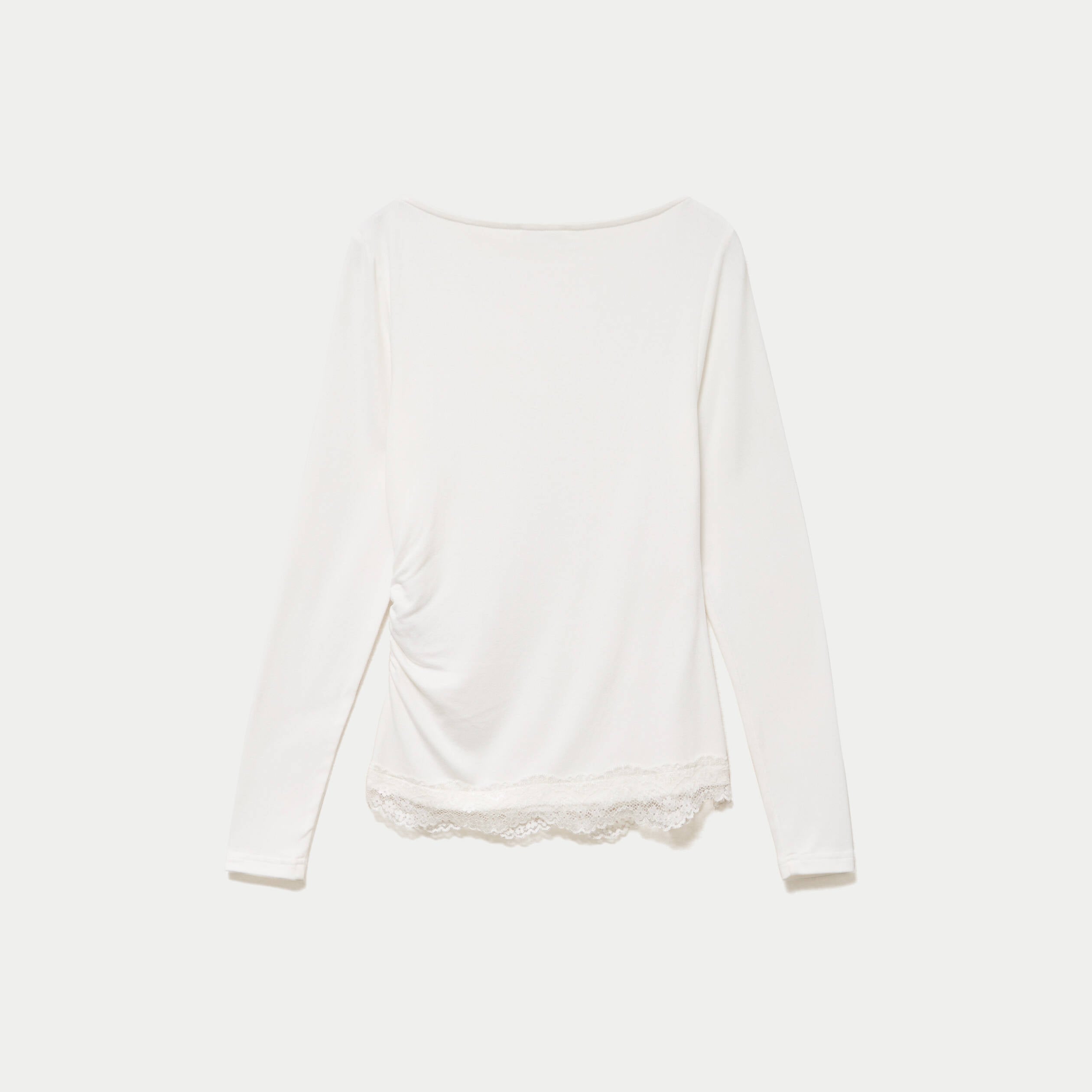 Doudou ajust&eacute; col bateau manches longues ecru femme