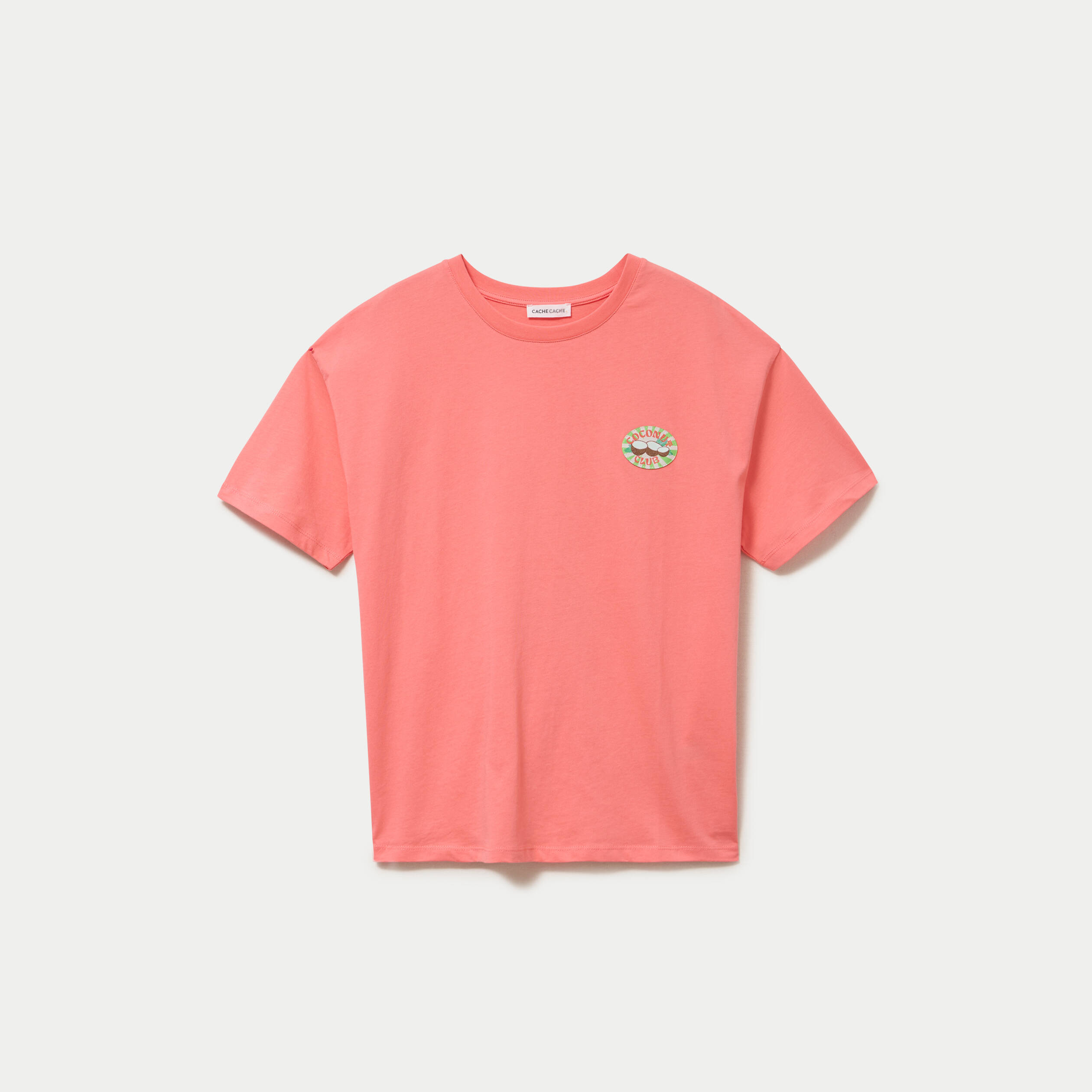 T-shirt oversize manches courtes rose corail femme