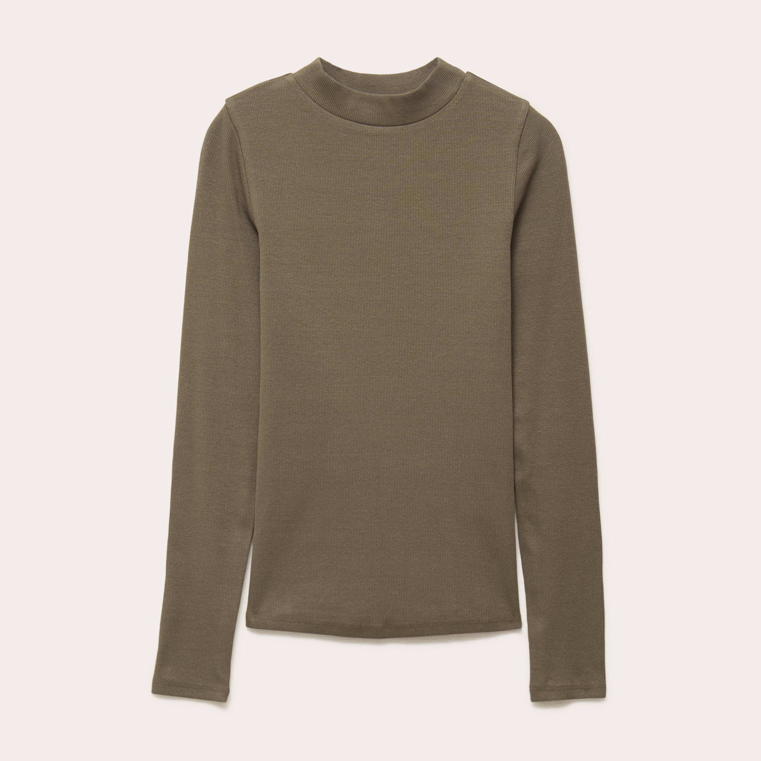 Top ajust&eacute; c&ocirc;tel&eacute; col montant vert kaki femme