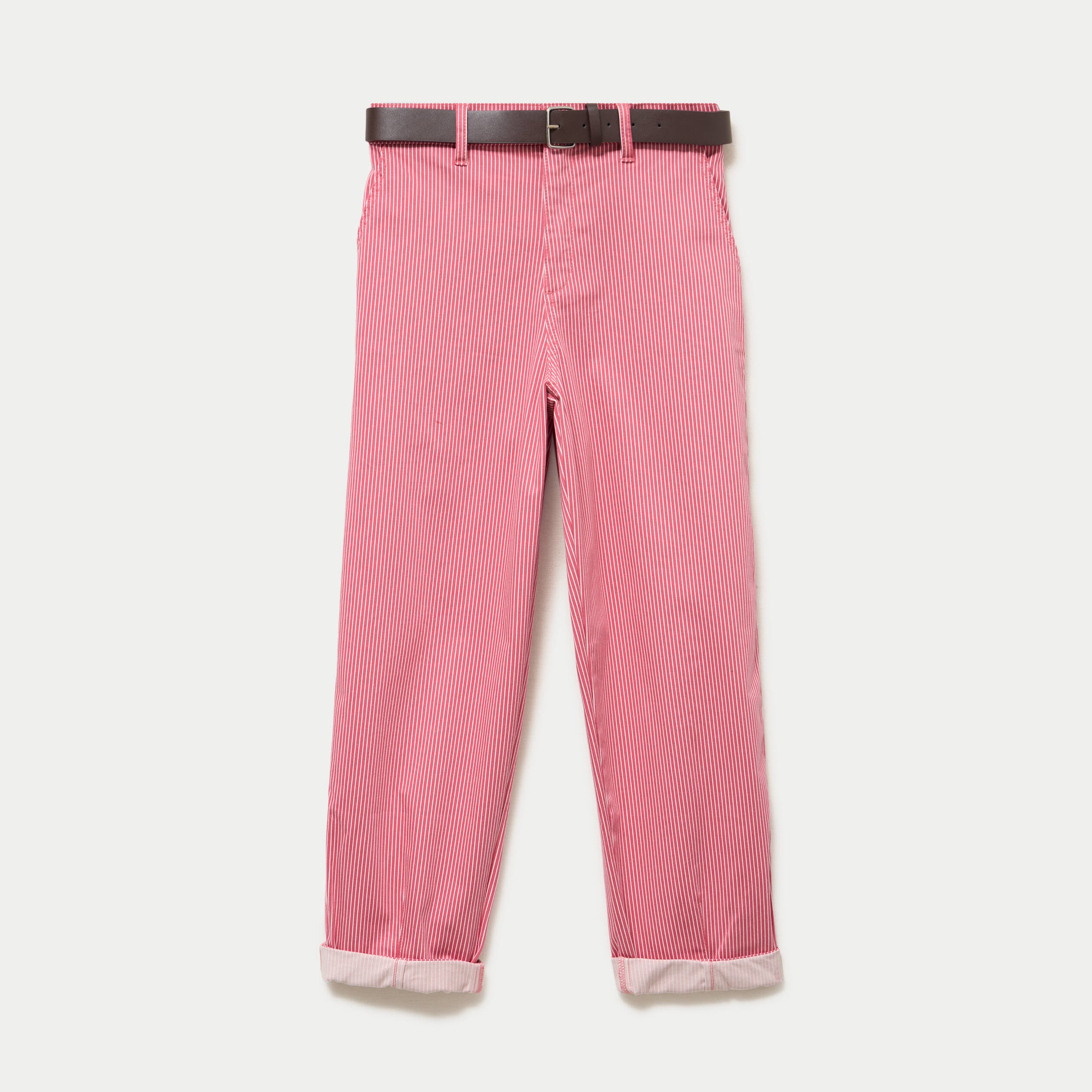 Pantalon chino 7/8&egrave;me taille &eacute;lastiqu&eacute;e rose framboise femme