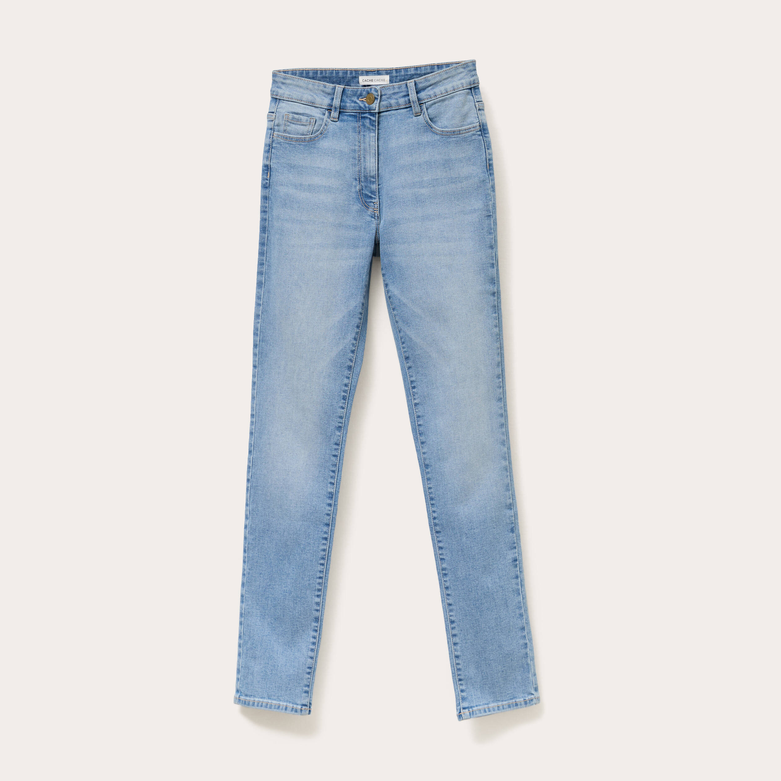 jeans slim 5 poches denim bleach femme Jeans slim 5 poches denim bleach femme