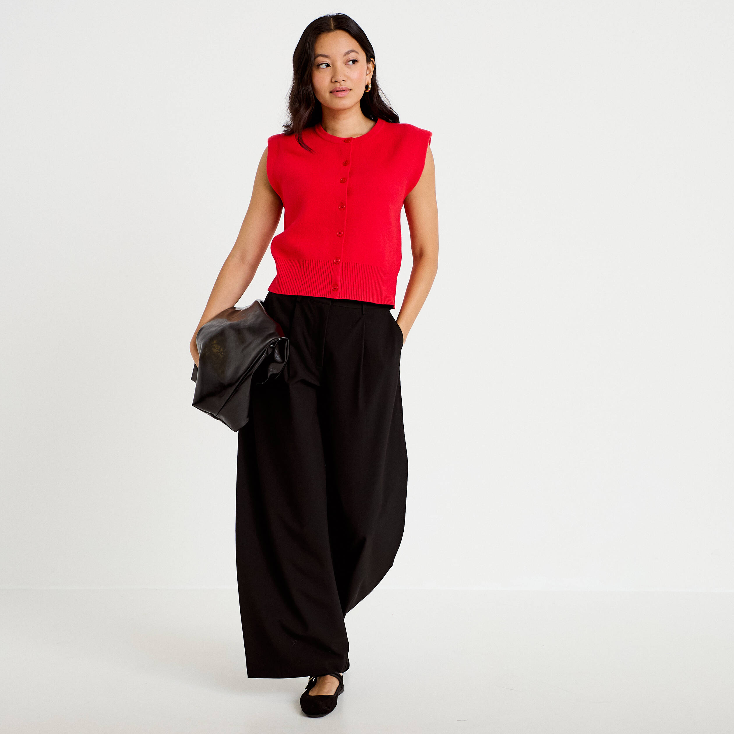 Pantalon barrel taille standard noir femme