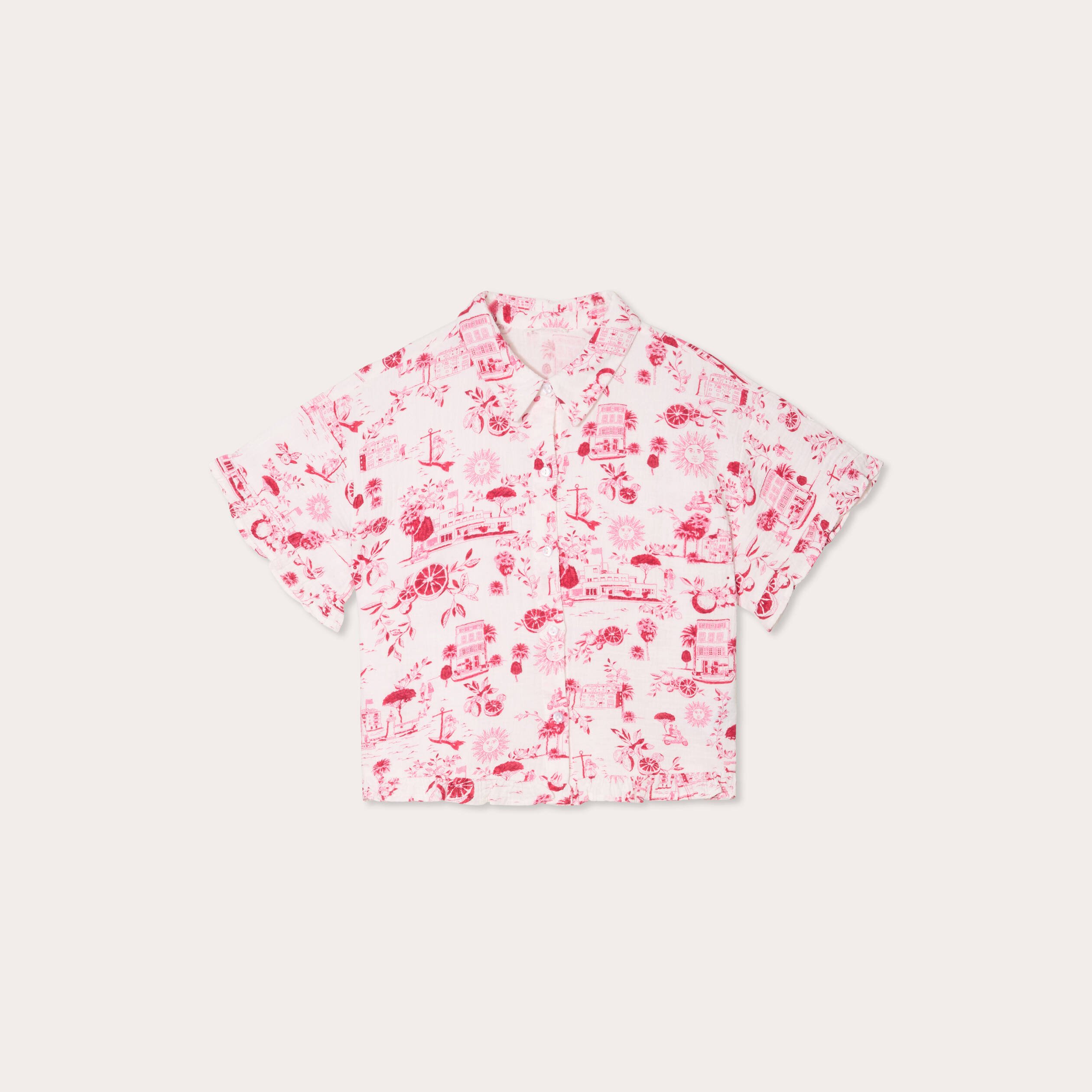 Chemise manches courtes rose fushia femme