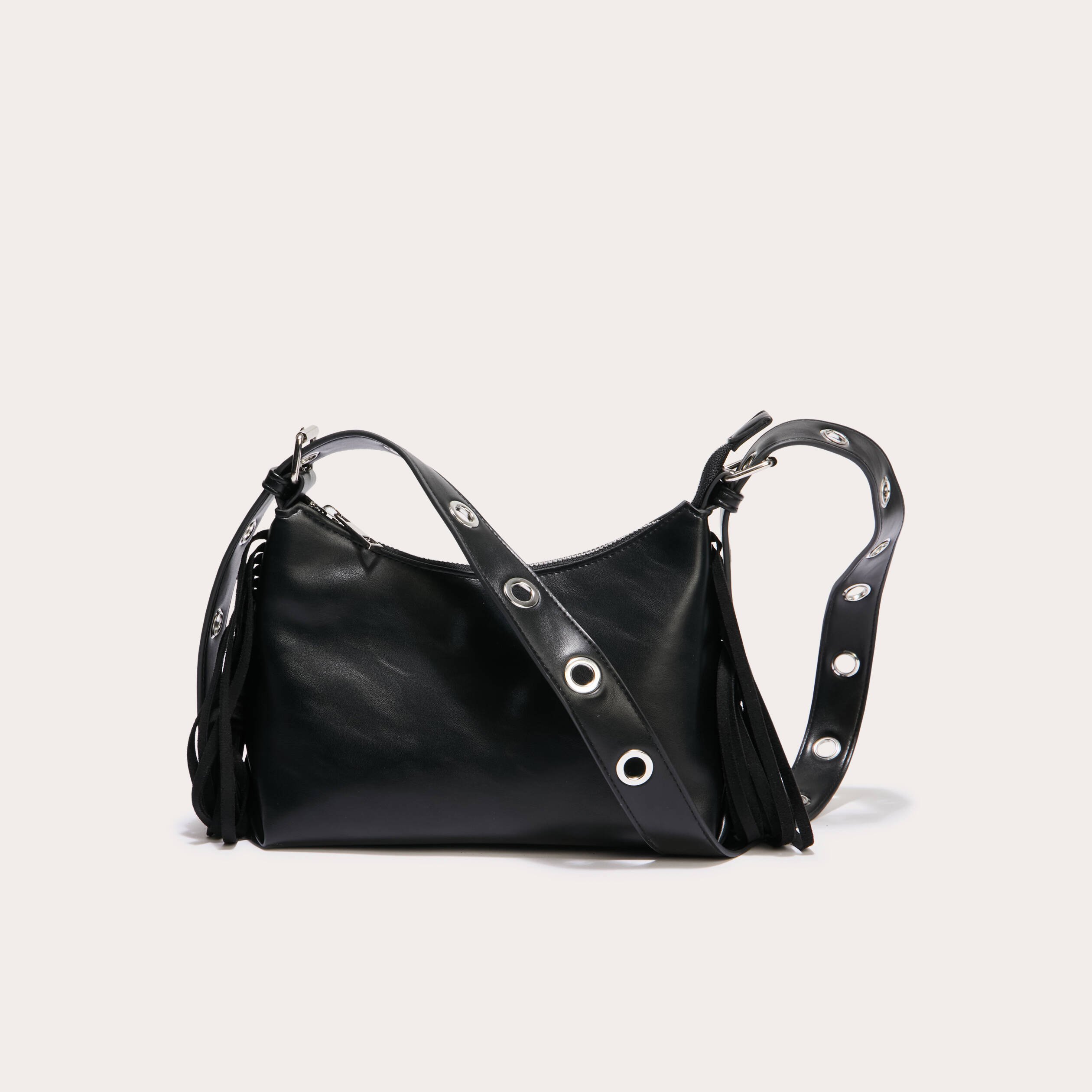 sac porte epaule avec franges noir femme Sac porté-épaule avec franges noir femme