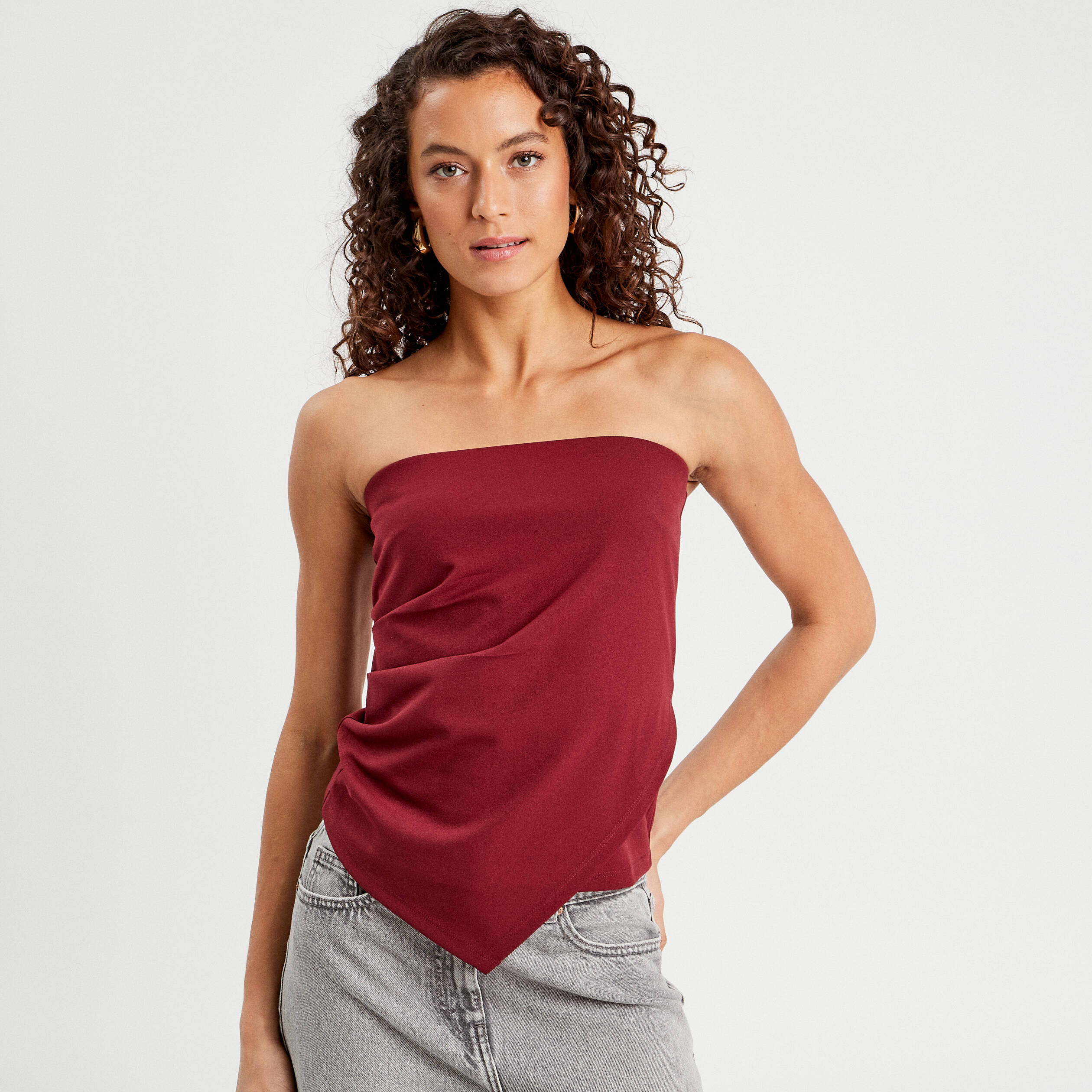 Bustier sans manches bordeaux femme